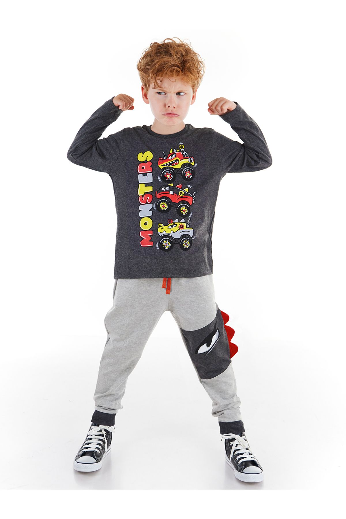 Denokids Monster Race Erkek Çocuk T-shirt Pantolon Takım