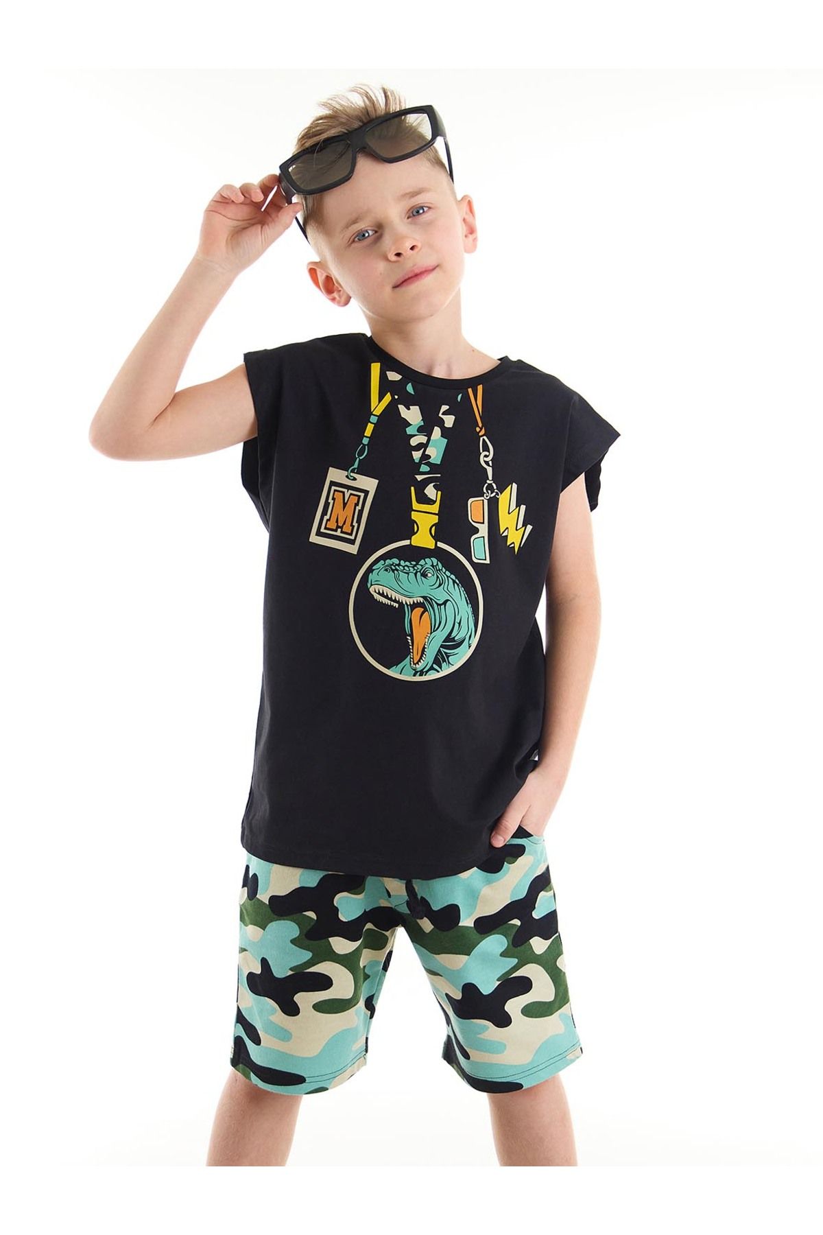 MSHB&G Sahne Erkek Çocuk T-shirt Kamuflaj Şort Takım