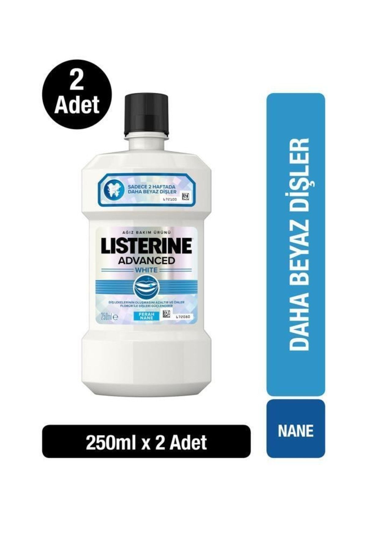 Listerine Advanced White Hafif Tat Nane Aromali Ağiz Çalkalama Suyu 250 ml X2