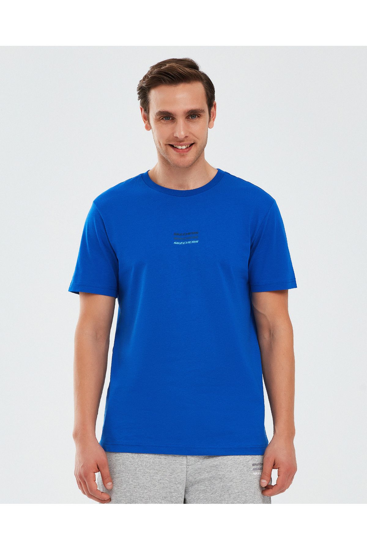 Skechers Essential M Short Sleeve  T-Shirt Erkek Mavi Tshirt S241007-403
