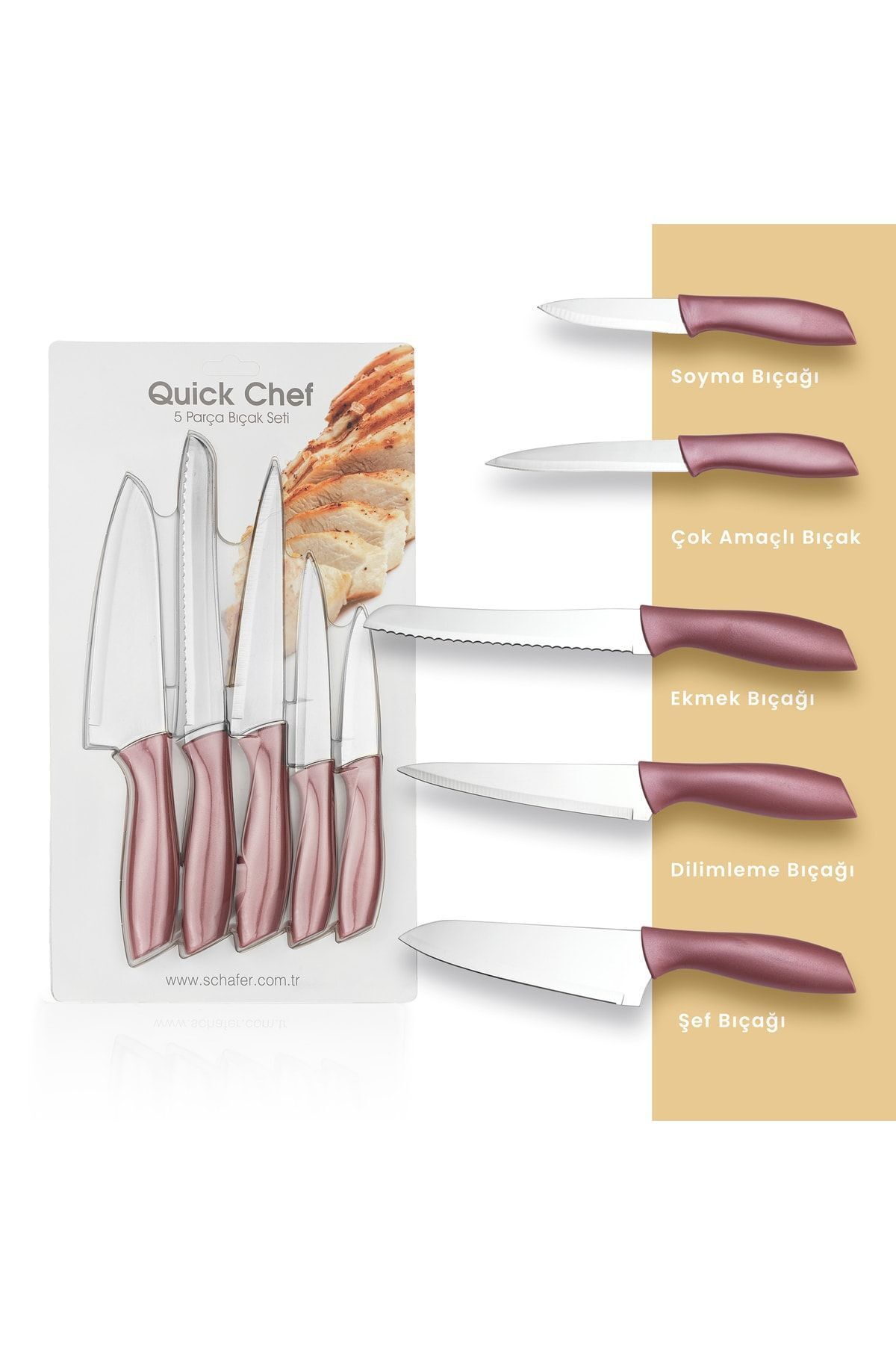Schafer Quick Chef Bıçak Seti 5 Parça-rosegold