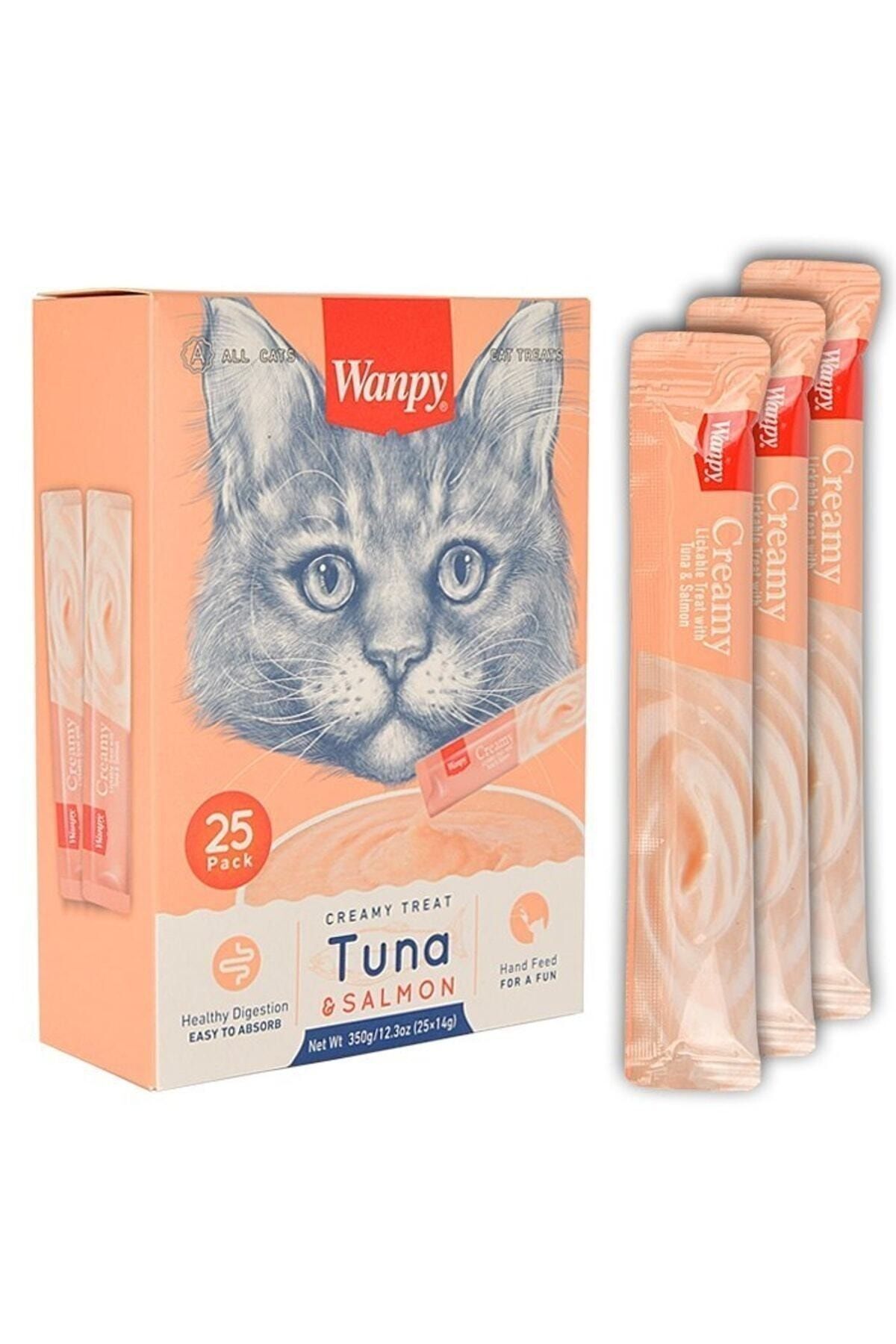 Wanpy Sıvı Kedi Ödülü Ton Balıklı Ve Somonlu 25 Adet X 14 Gr