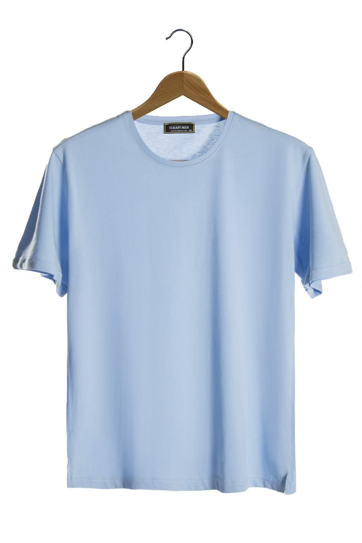 outfiit man Unisex Açık Mavi Bisiklet Yaka Basic Oversize T-shirt