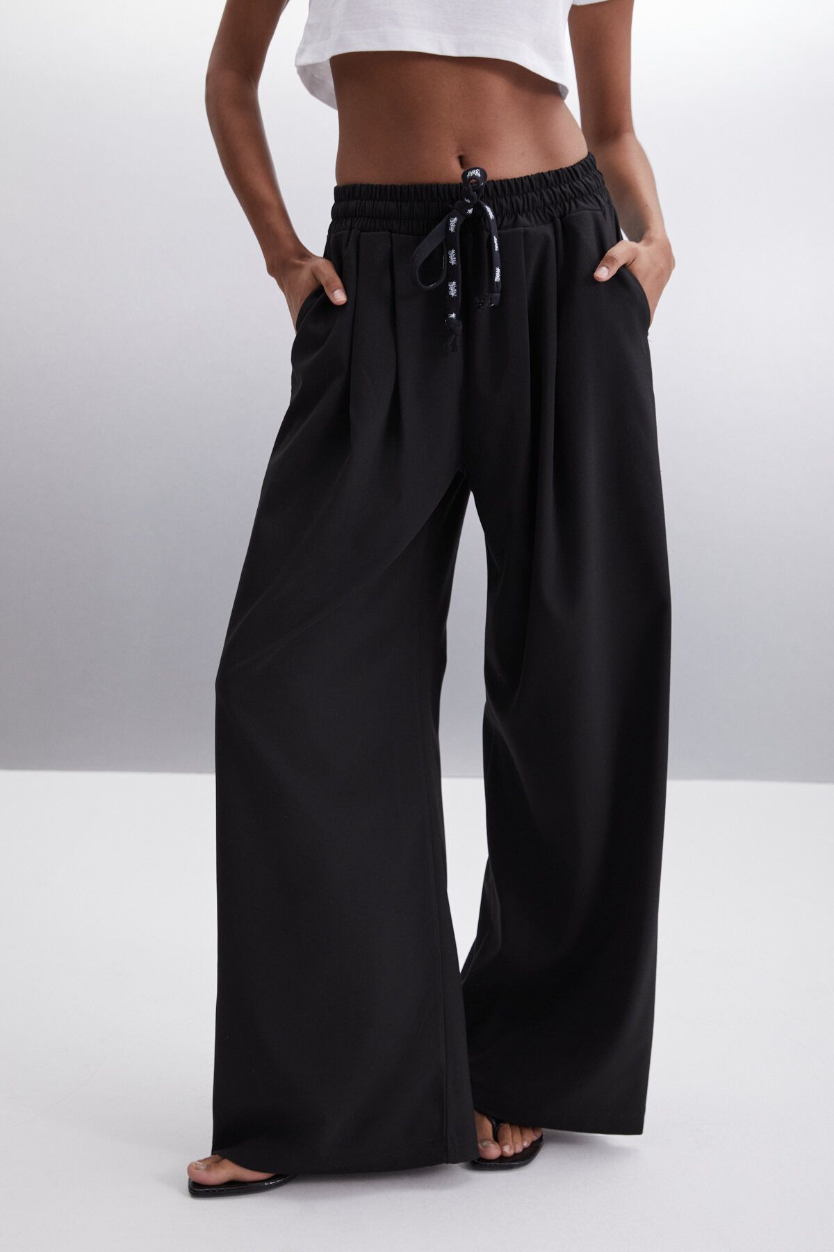 GRIMELANGE LIZET Kadın %100 Pamuk Regular Siyah Pantolon