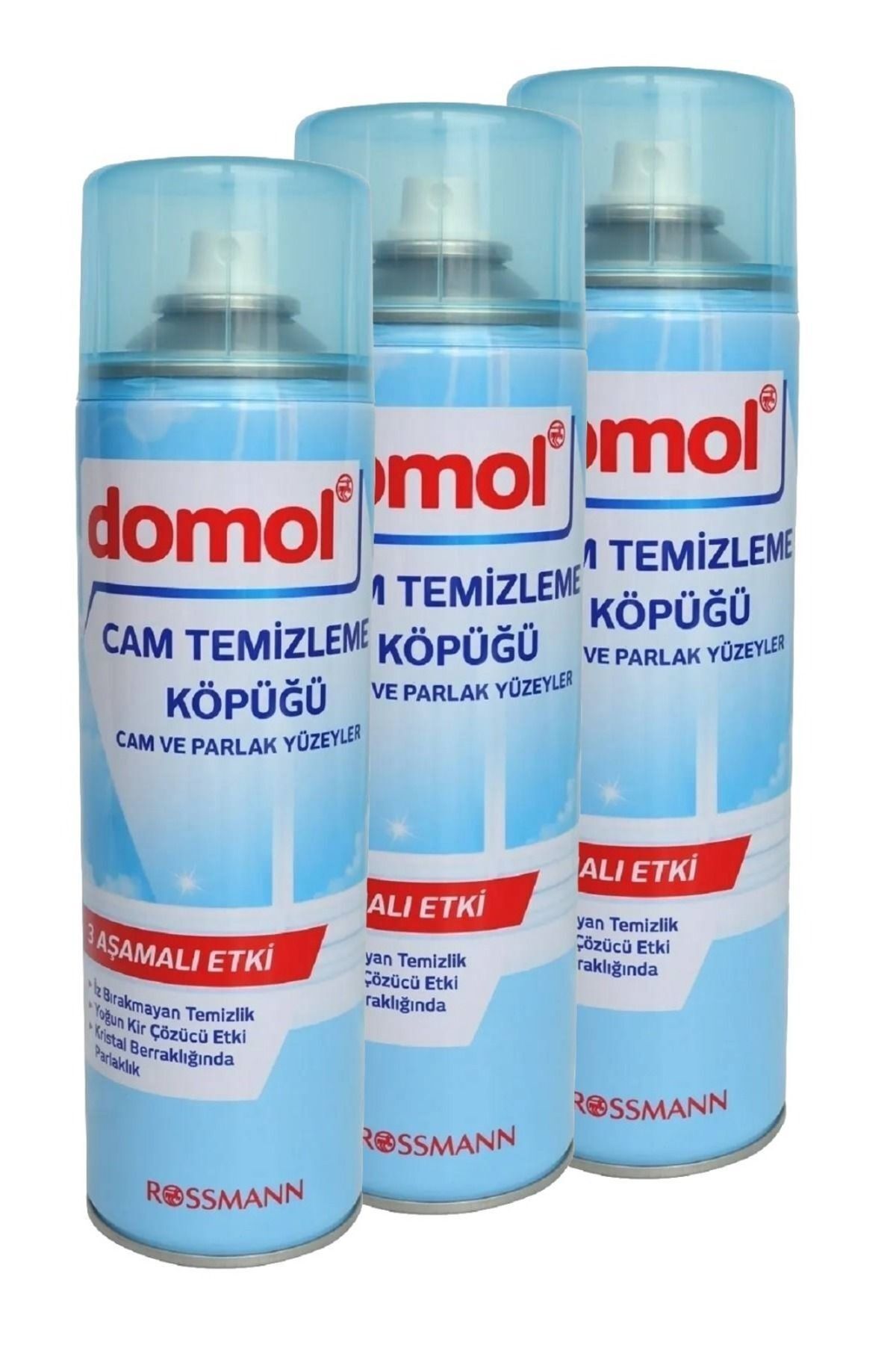 Domol Cam Ve Parlak Yüzeyler İçin Cam Temizleme Köpüğü 500 ml (3 Adet)