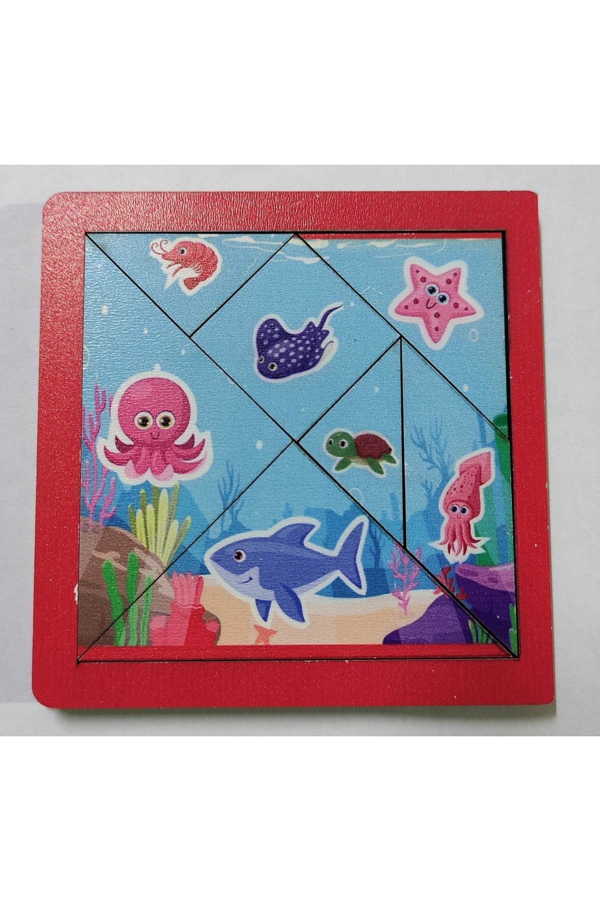 YAHO OYUNCAĞIN DOĞAL HALİ Ahşap Puzzle Tangram 7 Parça Eğitici Renkli