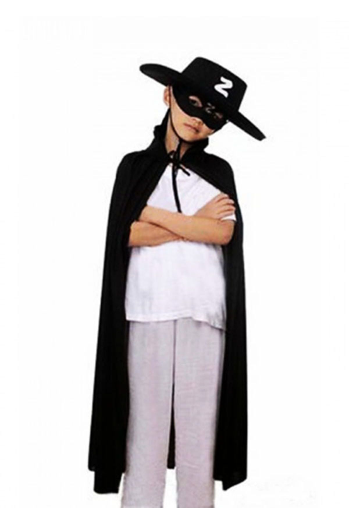 Genel Markalar Çocuk Boy Zorro Pelerin Şapka Maske Kostüm Seti