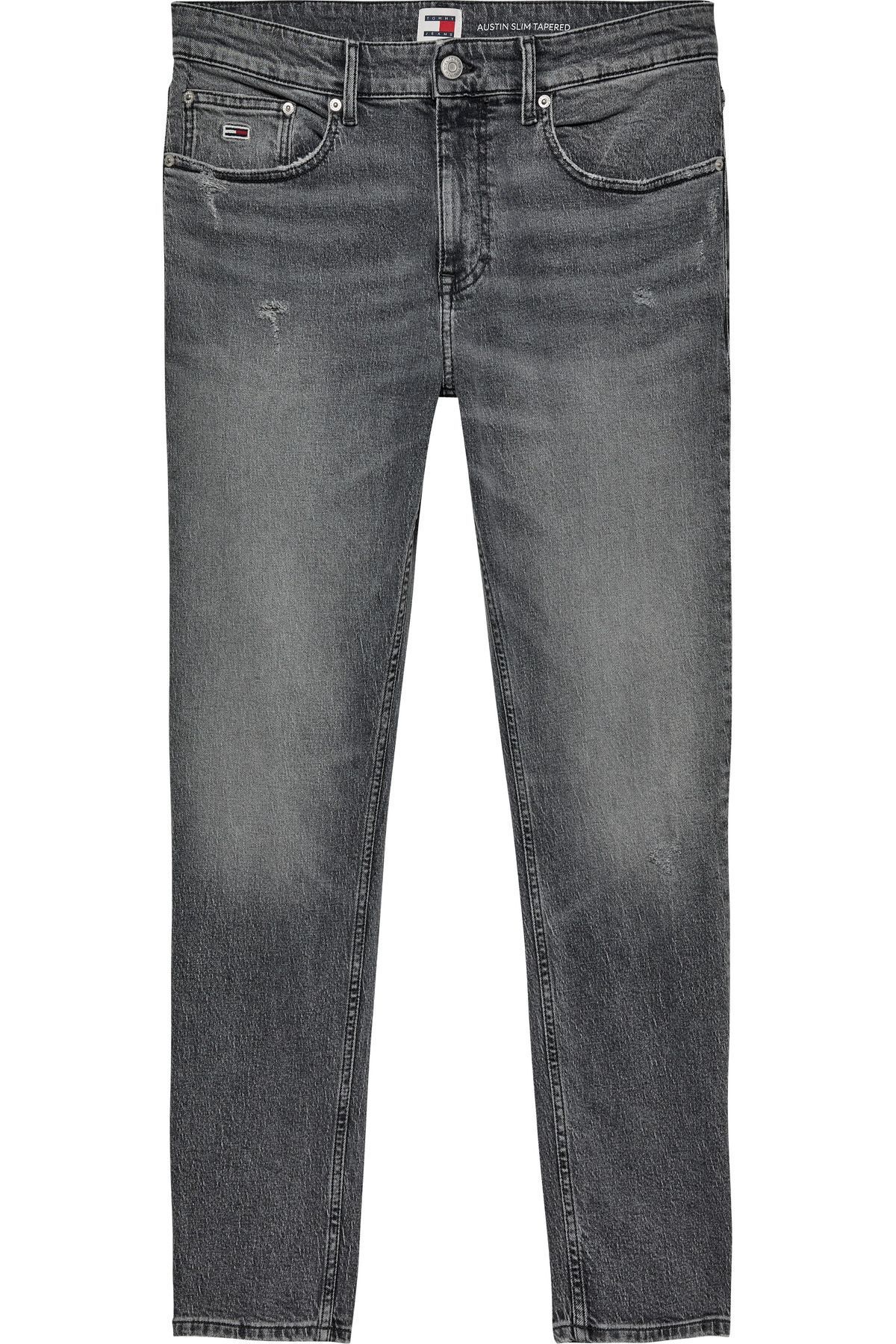 Tommy Hilfiger Erkek Marka Logolu Slim Fit Şık Görünüşlü Klasik 5 Cepli  Günlük Kullanıma Uygun Koyu Gri Jeans DM0D