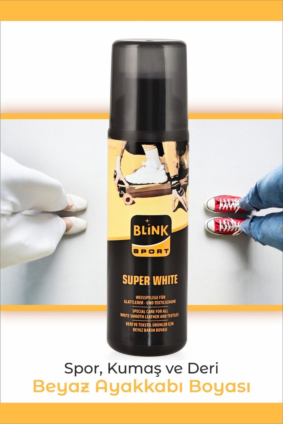 Blinksport Süper White Güçlendirilmiş Beyaz Renkli Spor, Deri Ve Kumaş Ayakkabı Boyası 75 ml