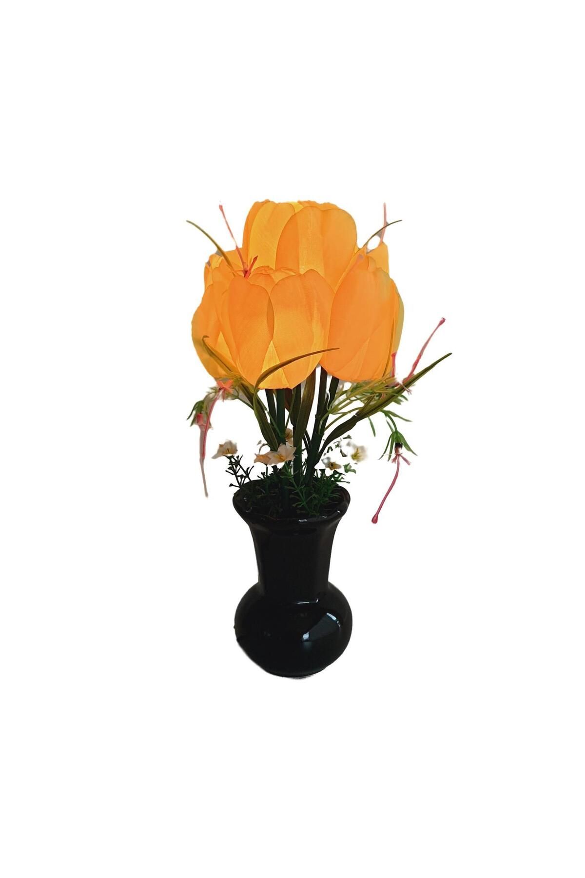 Hasyılmaz 90'lar Temalı Dekoratif Işıklı Yapay Çiçek 27cm (sarı Lale)