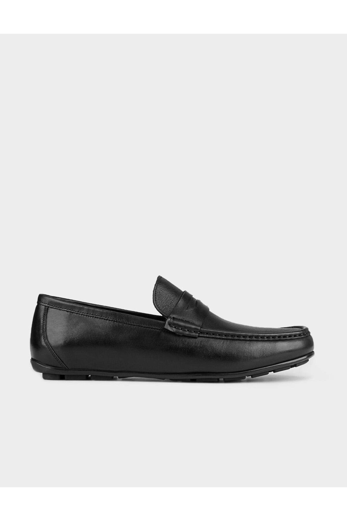 Cabani Hakiki Deri Siyah Erkek Loafer Ayakkabı