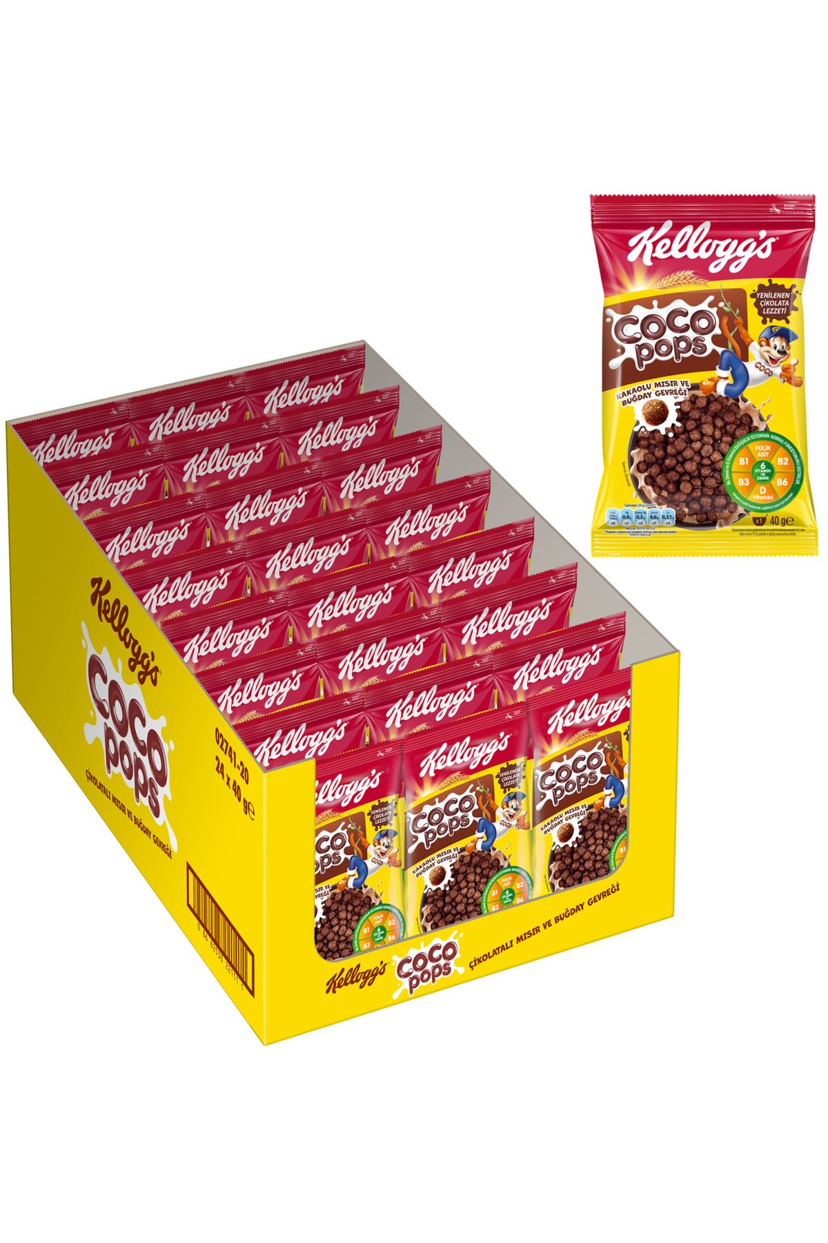 Kellogg's Coco Pops Topları 40gr X 24 Adet, Lif, Demir Ve 6 Vitamin Kaynağı