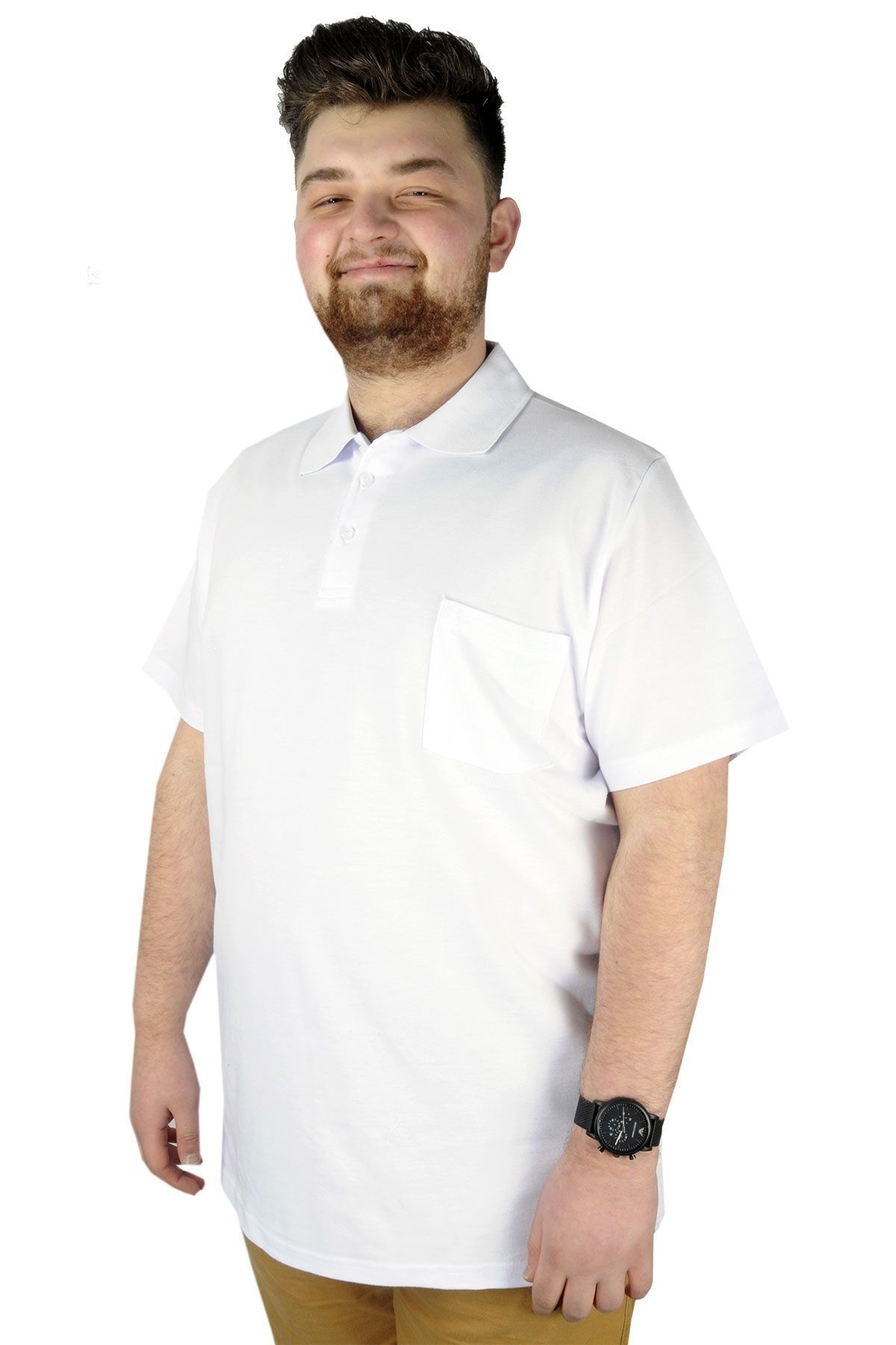 Modexl Mode Xl T-shirt Polo Yaka Cepli Klasik 20550 Beyaz