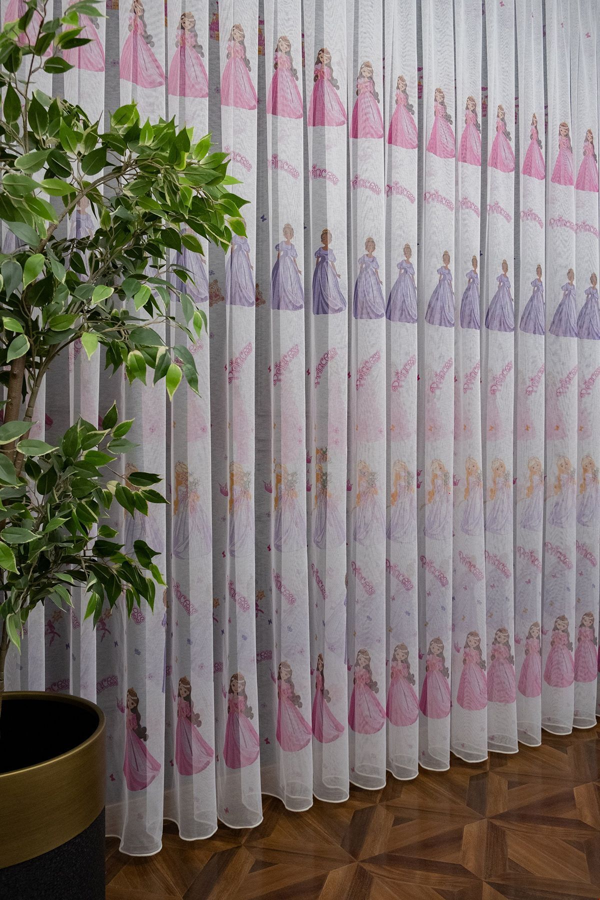 farbateks Çocuk Odası Renkli Prenses Modeli 2kat Pileli Tül Perde