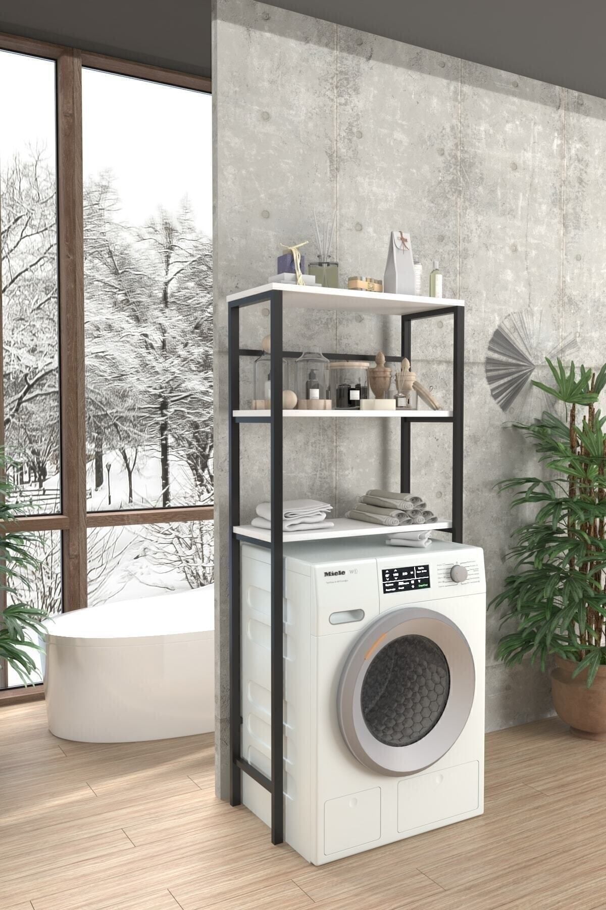 Neta Trade Çamaşır Makinası Üstü Düzenleyici Raf Beyaz 3 Raflı Banyo Düzenleyici