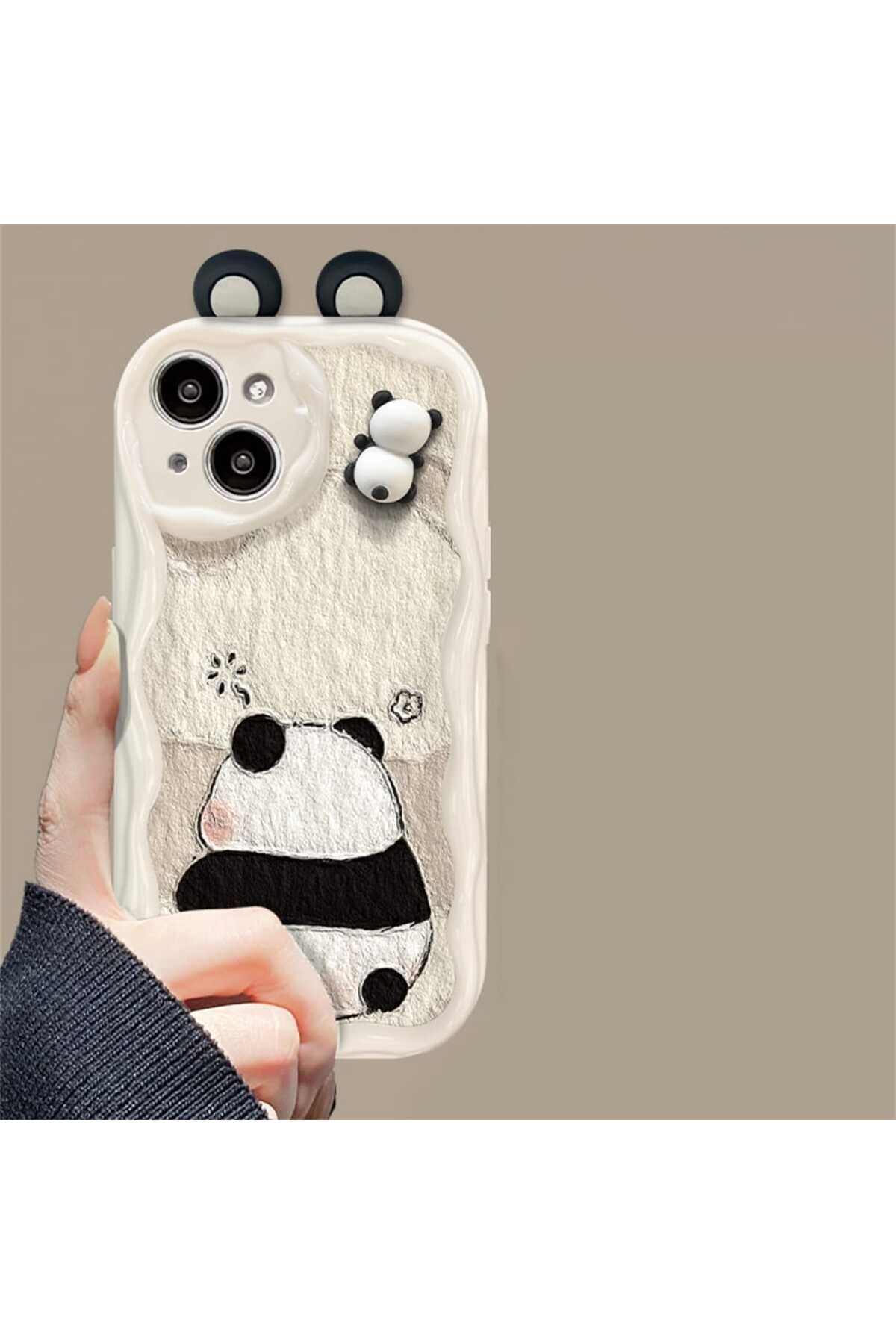 W wopiece Iphone 12 / 12 Pro Uyumlu Panda Figürlü Darbeye Dayanıklı Kılıf / Kapak