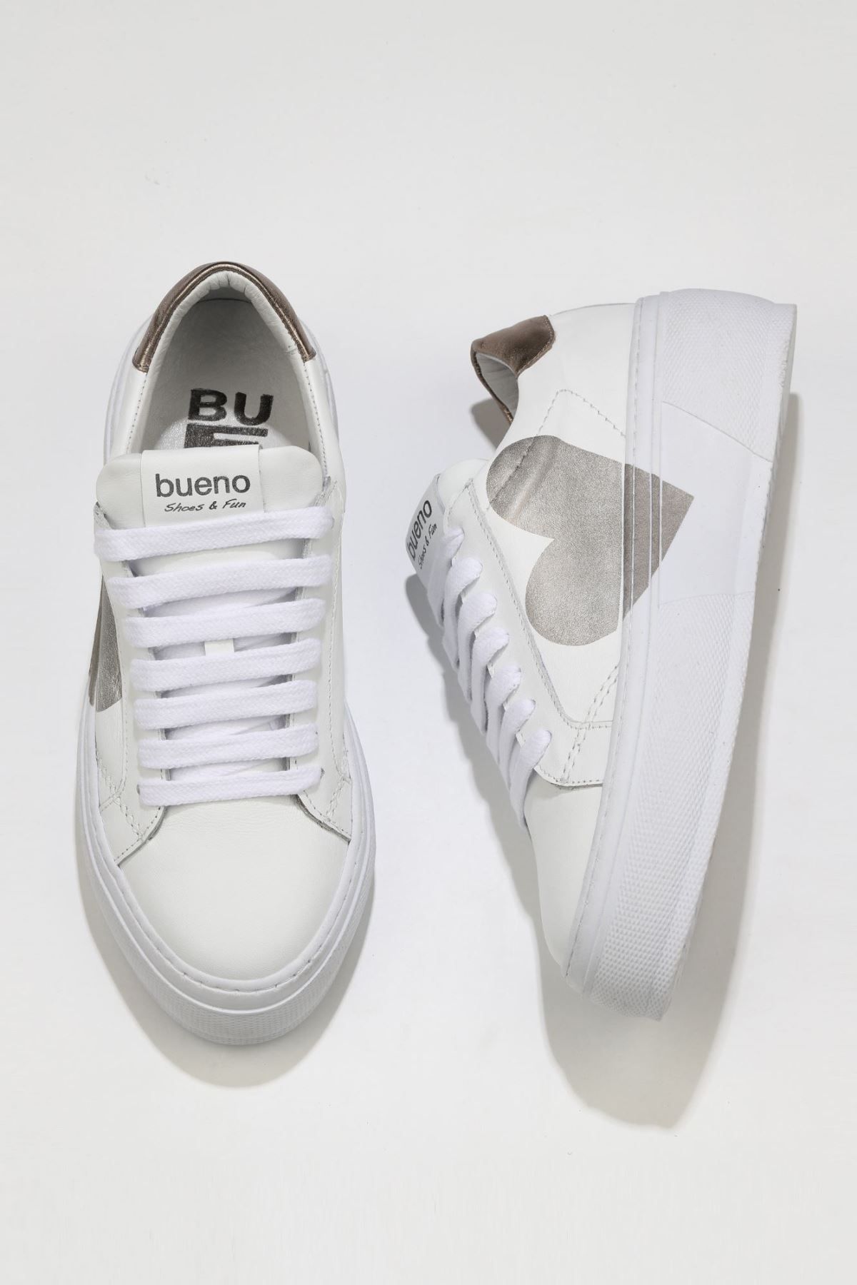 BUENO Shoes Beyaz B04c07 Kadın Dolgu Topuklu Spor Ayakkabı