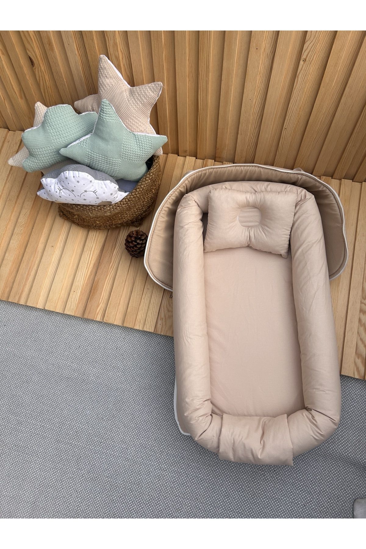 Genel Markalar Babynestim Bebeğiniz Için Her Yerde Rahatlık Taşınabilir Çantalı Babynest - Bej