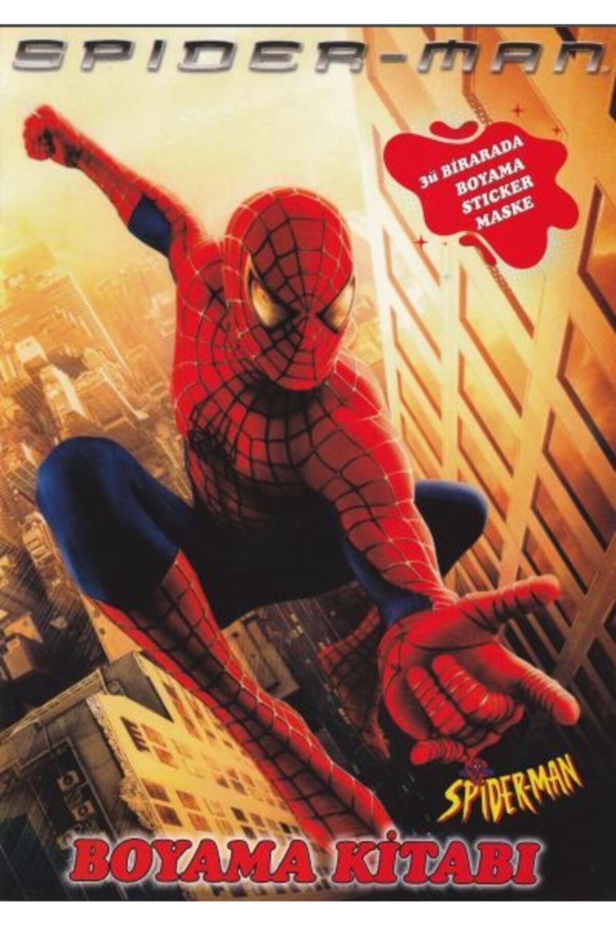 Spiderman Örümcek Adam 3'ü Bir Arada Aktivite Kitabı Boyama Kitabı + Maske + Sticker