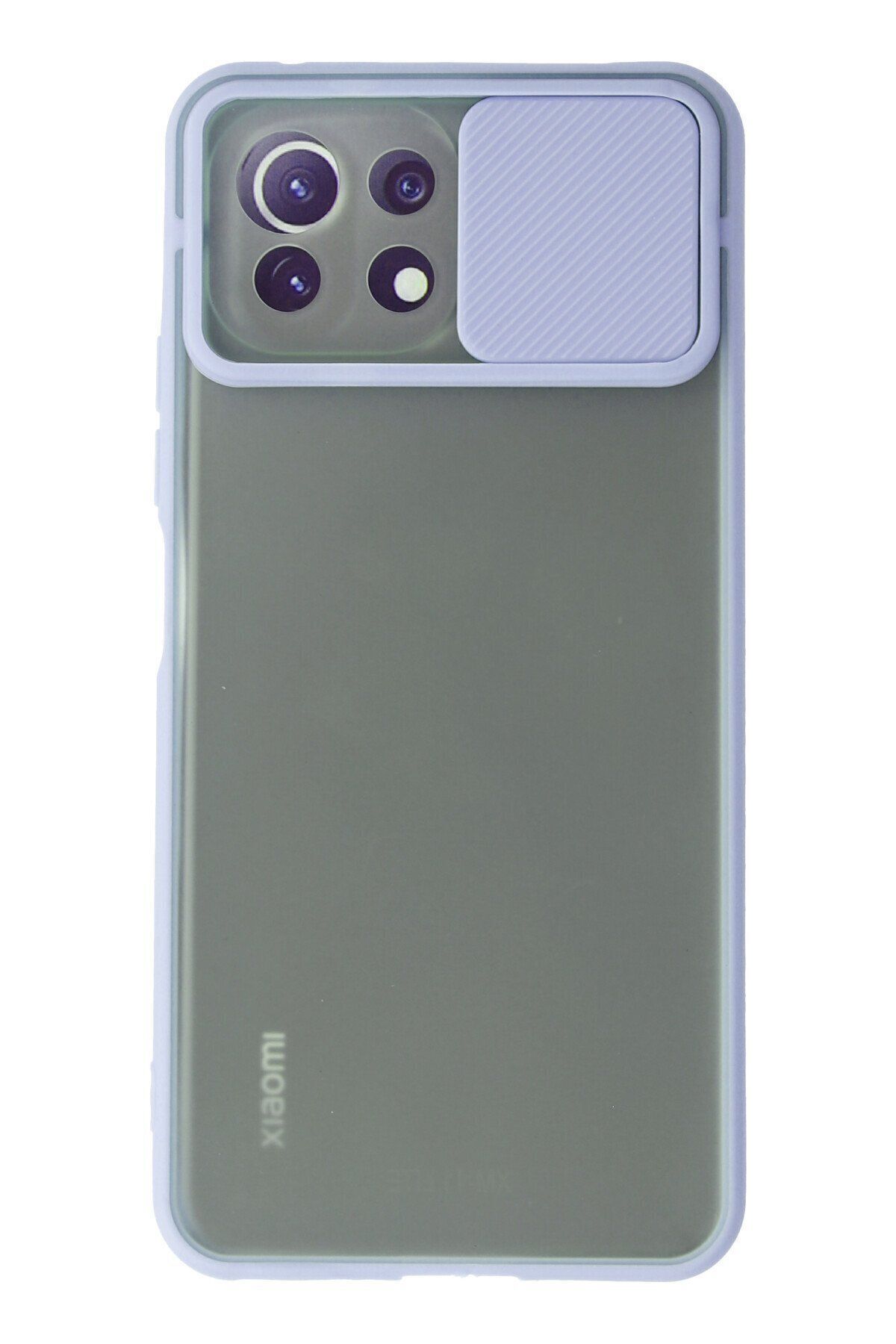 cepmoda Xiaomi Mİ 11 Lite Lila Renk Kamera Sürgülü Telefon Kılıfı - Buzlu Mat Kapak