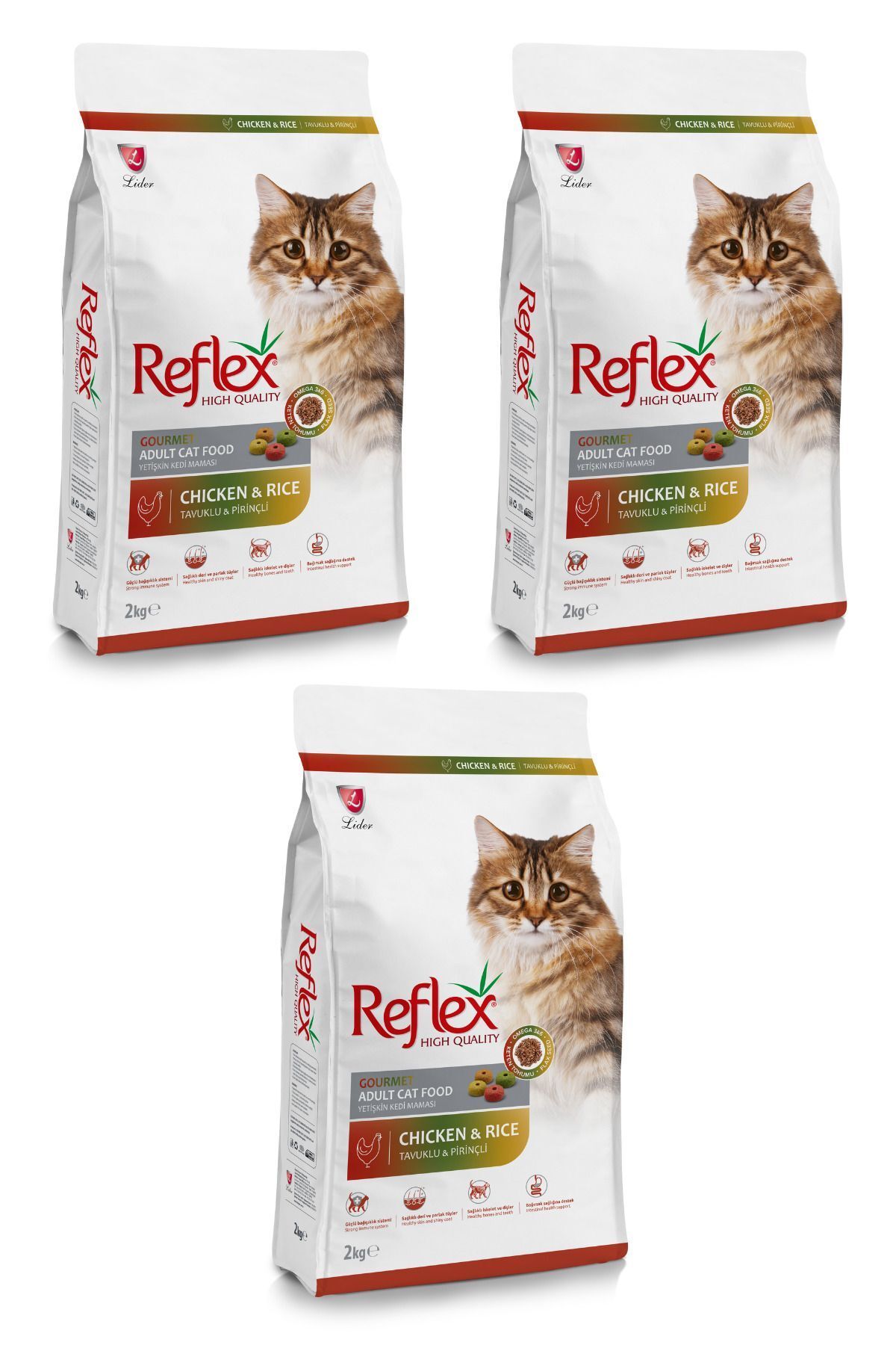 Reflex Multicolor Renkli Tavuklu Yetişkin Kedi Maması 2 Kg X 3 Paket