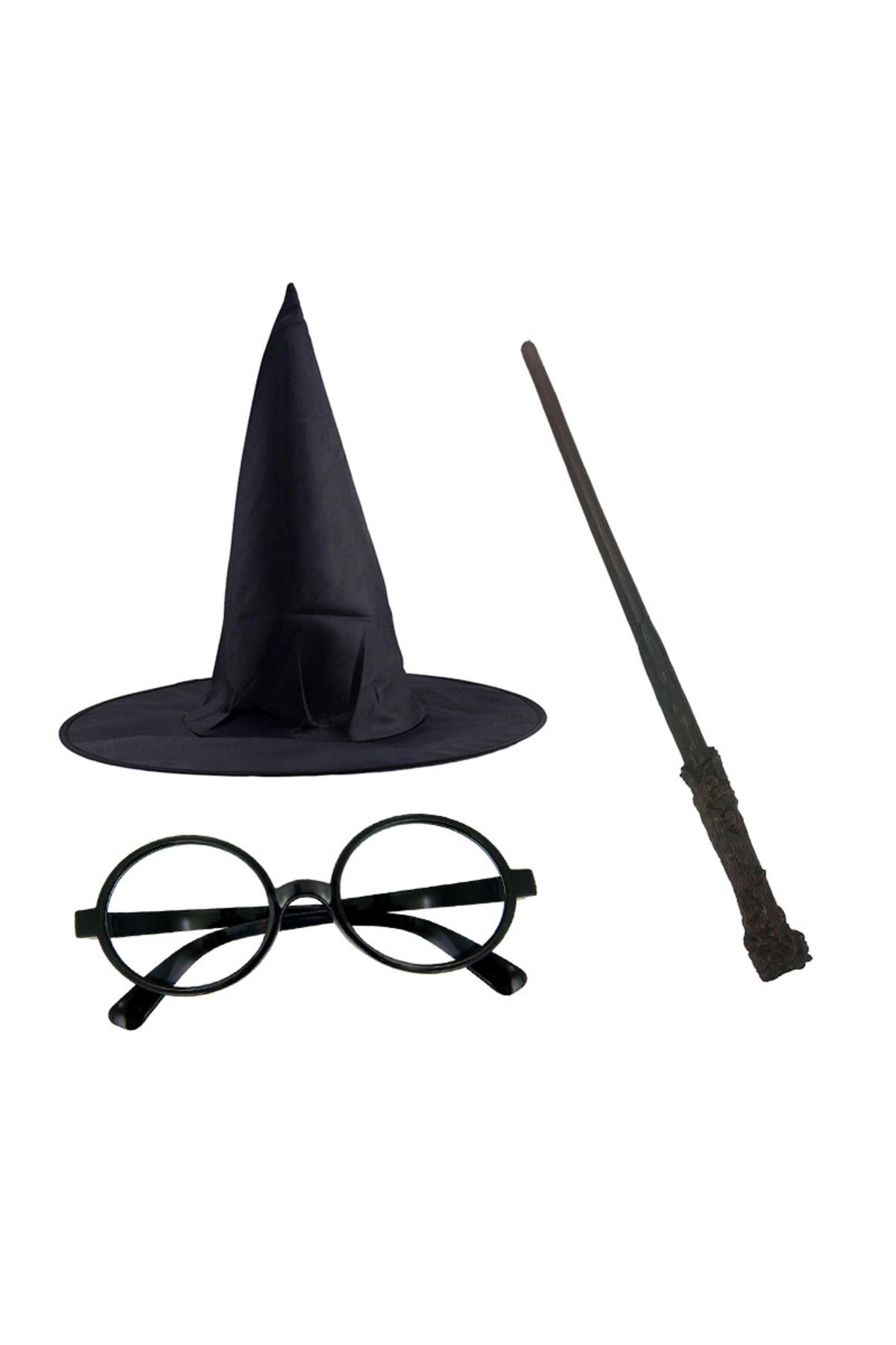 Genel Markalar Harry Potter Siyah Şapkası Harry Potter Gözlüğü Harry Potter Asası 3 Lü Set (LİSİNYA)
