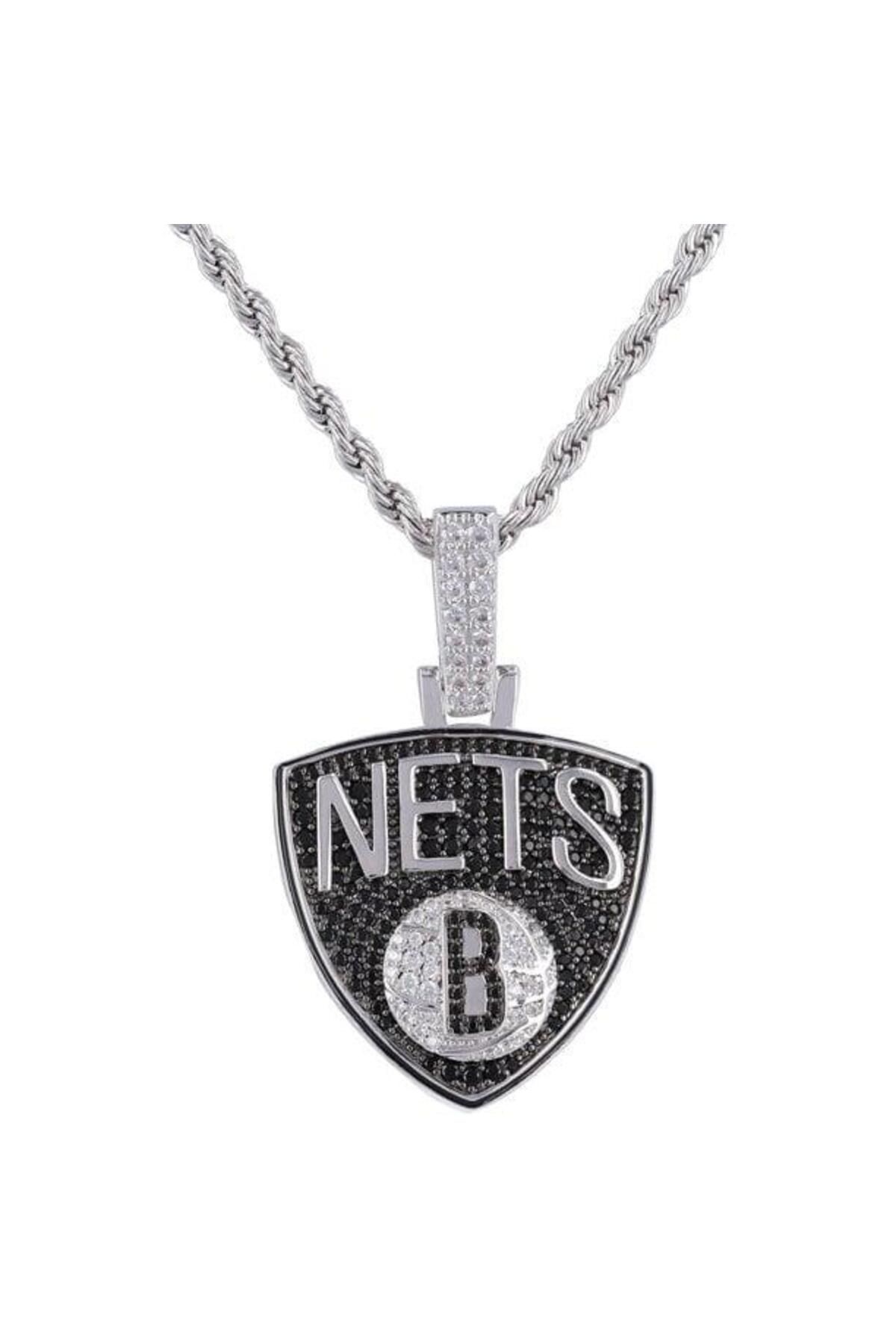 Hasyılmaz Brooklyn Nets Çelik Tasarım Kolye Gümüş Renk