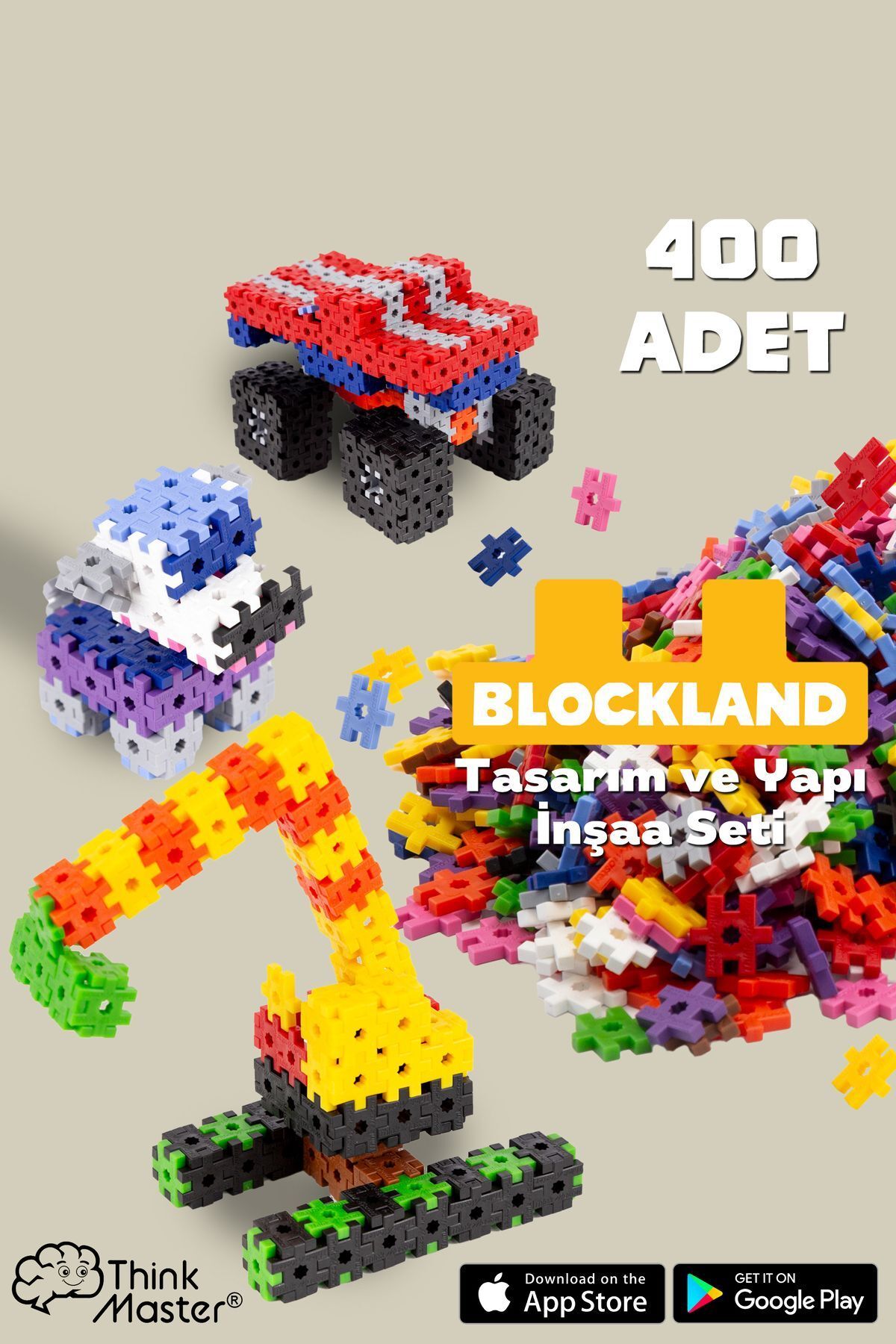 ThinkMaster Blockland 400 Parça Pixel Yaratıcı Tasarım Yapı Inşaa Eğitici Oyuncak