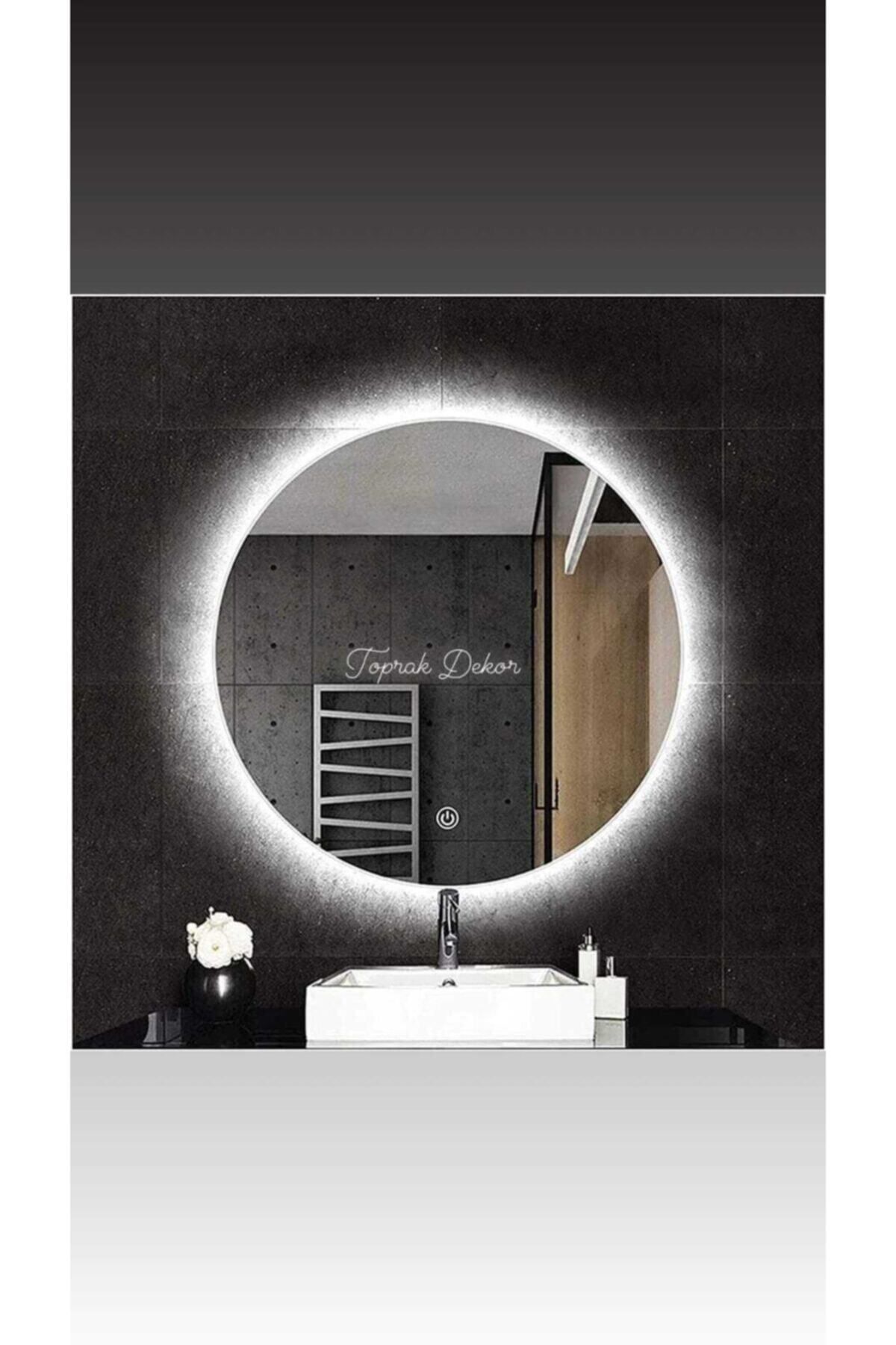 Toprak dekor 60 Cm Dokunmatik (DİMMER ÖZELLİKLİ) Günışığı Ledli Banyo Aynası Ledli Ayna