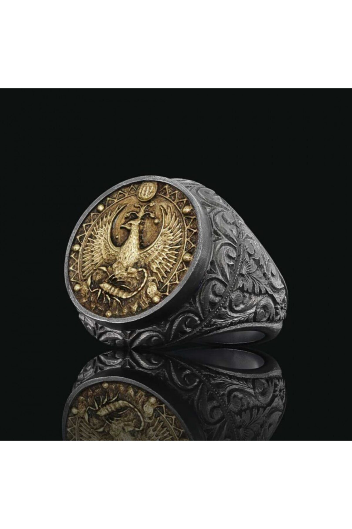 ELMAS İŞ Akrep Burcu Özel Tasarım 925 Ayar Gümüş Üzeri Siyah Rodyum Kaplama Koleksiyon Yüzük