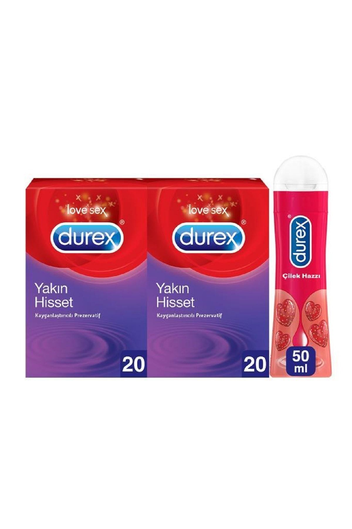 Durex Yakın Hisset Prezervatif 40'lı + Kayganlaştıcı Jel Çilek 50