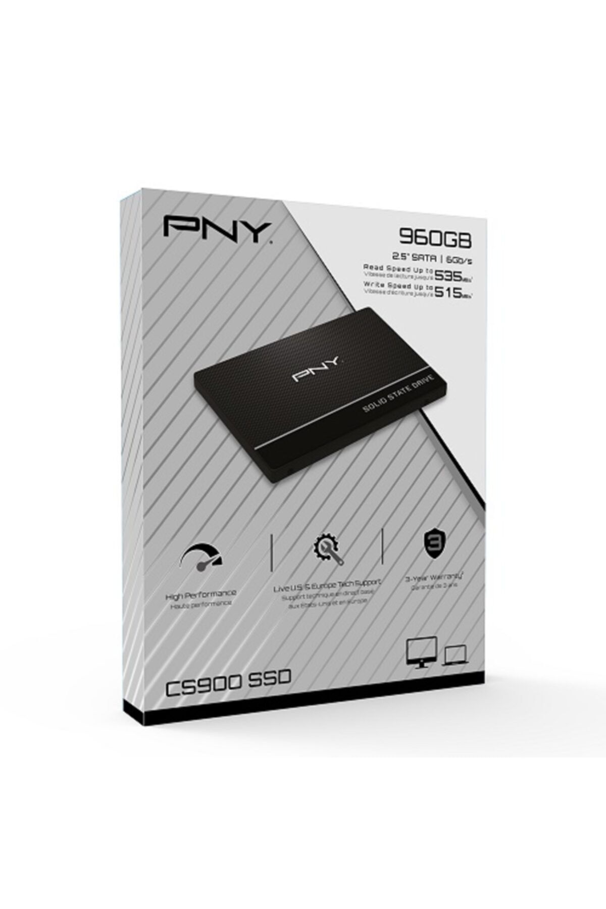 PNY 960 Gb Cs900 2,5" Sata Iıı 535-515 Mb/s Ssd