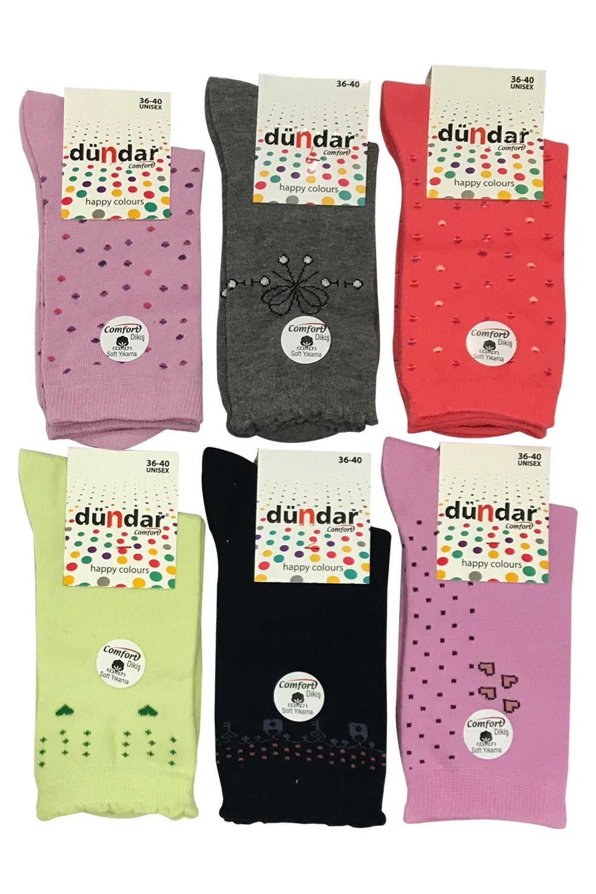 Dündar Kadın Renkli Soket 6"lı Paket Çorap 5589-b