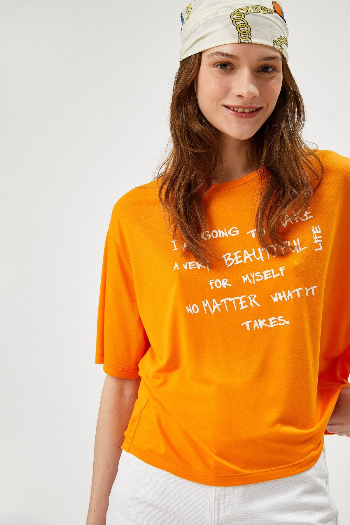 Koton Kadın Marigold T-Shirt 1YAK13079EK