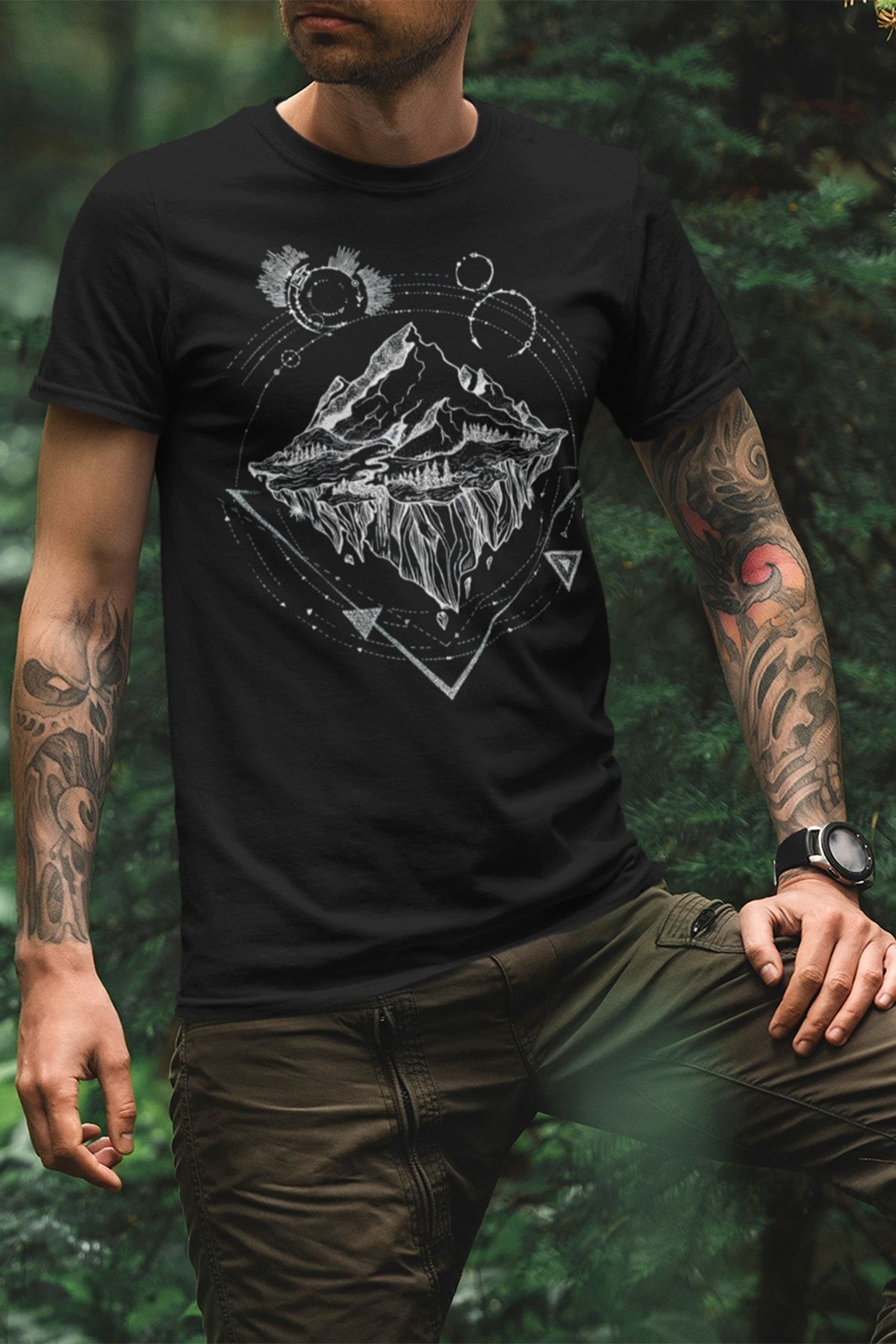 Artaport Design Unisex Siyah Traveler Tasarım Baskılı T-shirt