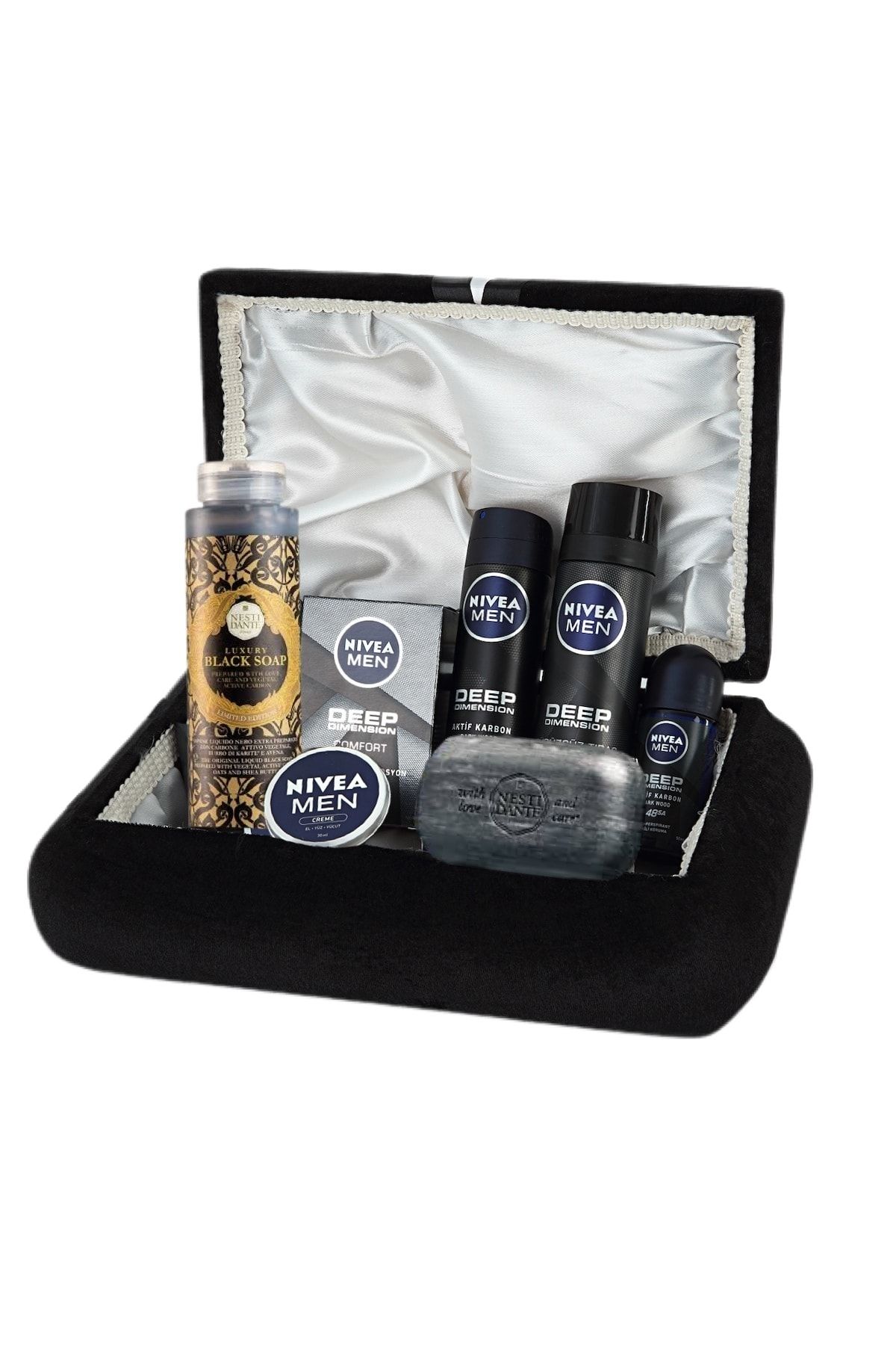 Güzellik Paketim Erkek Bakım Seti Nesti Dante Luxury Black Soap & Duş Jeli - Damat Çeyiz Sandık Seti