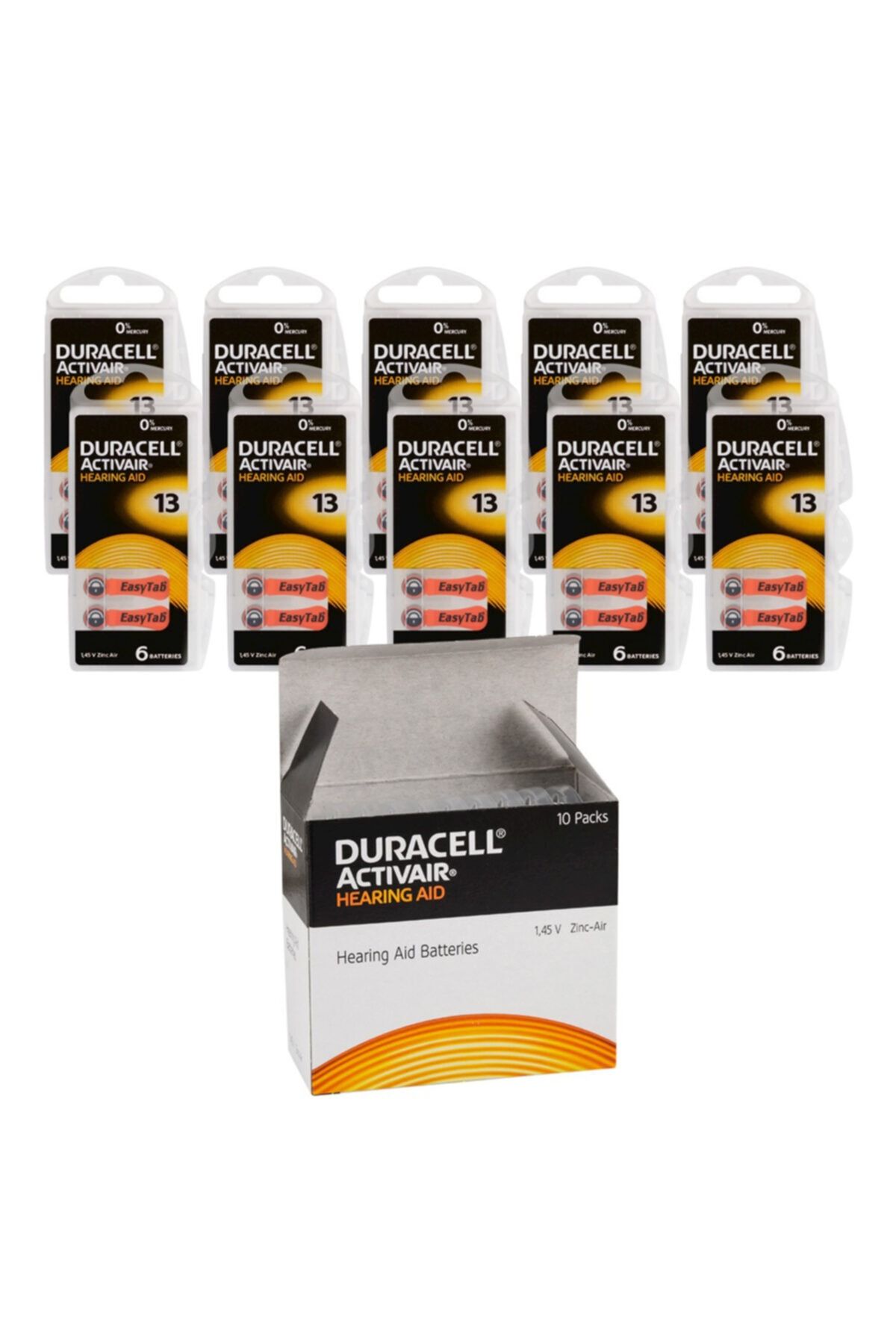 Duracell 13 Numara İşitme Cihazı Pili 10 X 6 Lı Paket 60 Adet Pil , Pr48 Kulaklık Pili