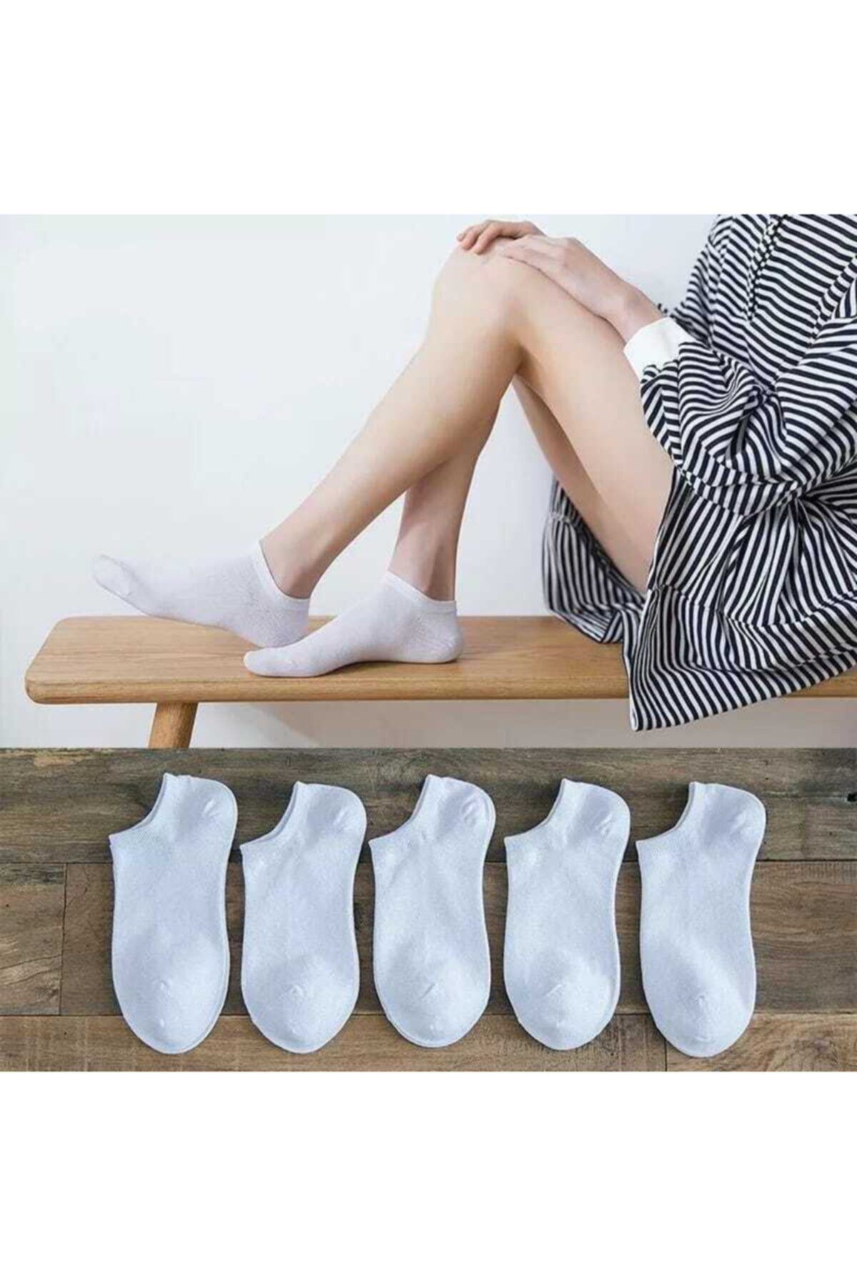 çorapkolik 5 Çift Beyaz Bilek Çorap