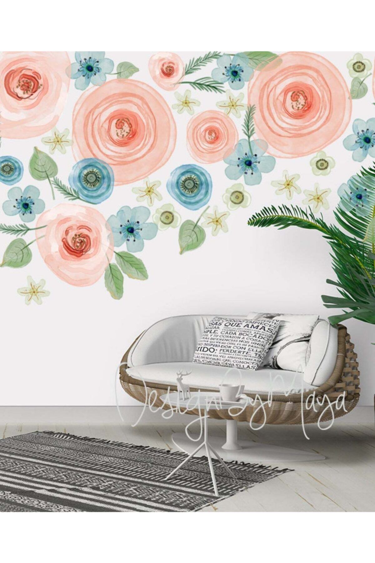 Kt Grup Kır Çiçekleri Suluboya Duvar Sticker Seti