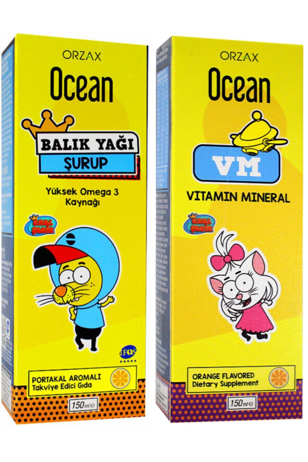 Ocean Ocean Balık Yağı Şurup Portakal Aromalı 150ml + Ocean Vitamin Mineral Şurup 150ml Avantaj Paketi