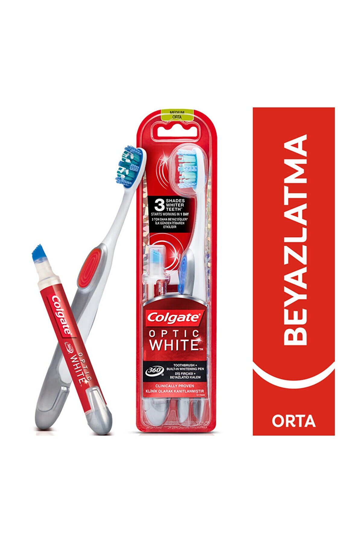 Colgate 360 Optik Beyaz Diş Fırçası ve Beyazlatıcı Diş Kalemi