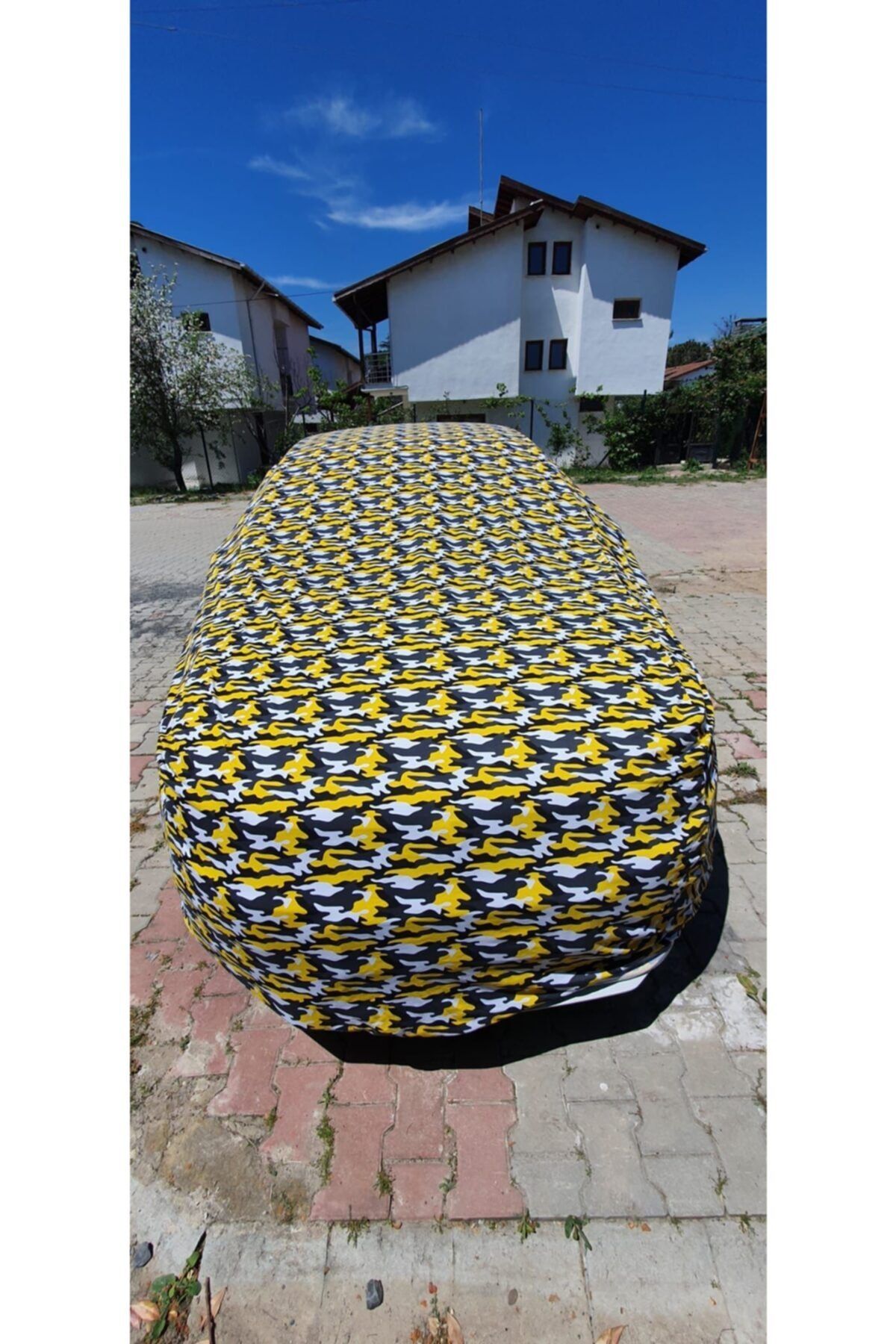 Zifona Oto Branda Otomobil Örtü Penye Lüks Yıkanabilir Kamuflaj Hb Araç Için Sarı