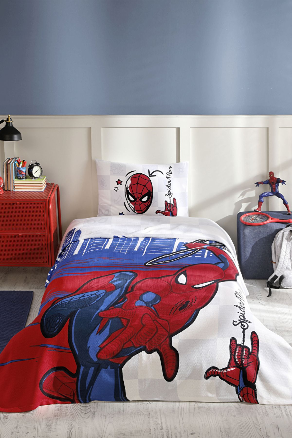 Özdilek Spiderman Tek Kişilik Disney Lisanslı Lastikli Fitted Çarşaf Çocuk Pike Takımı