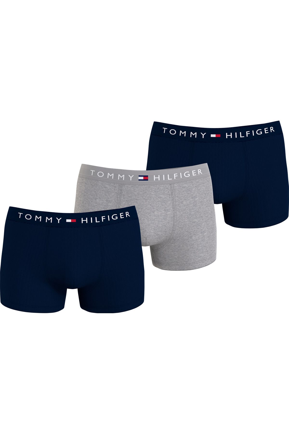 Tommy Hilfiger Erkek Marka Logolu Elastik Bantlı Pamuklu Günlük Kullanıma Uygun Lacivert-gri-lacivert Boxer Um0um03