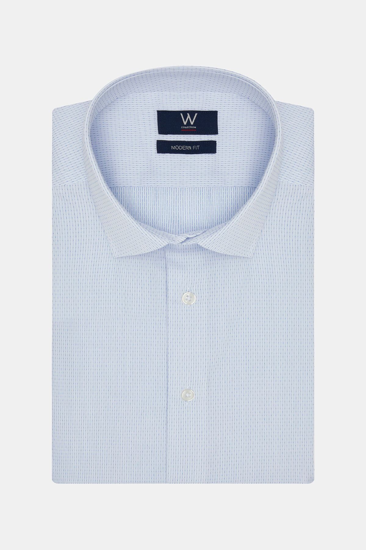 W Collection Beyaz Mavi Klasik Gömlek