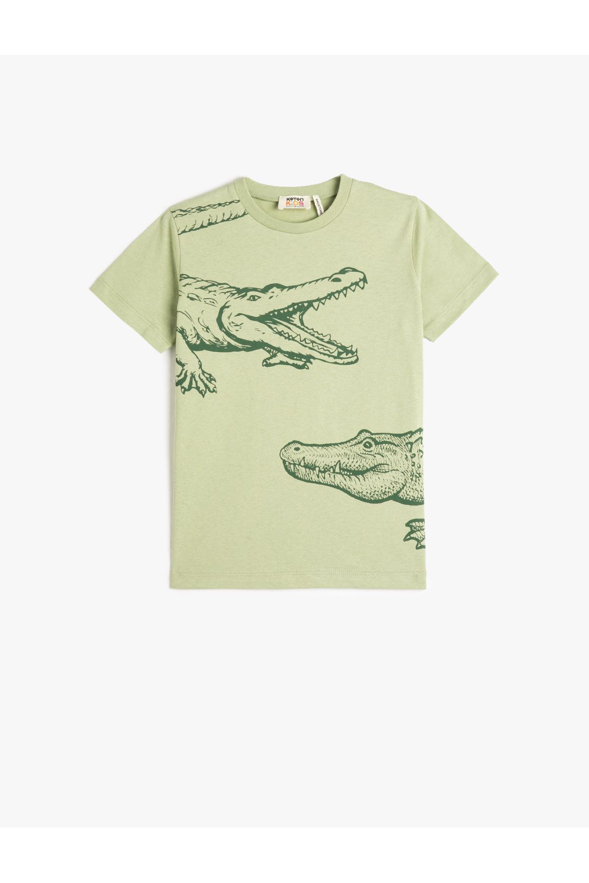 Koton Baskılı Yeşil Erkek Çocuk T-shirt 3skb10183tk