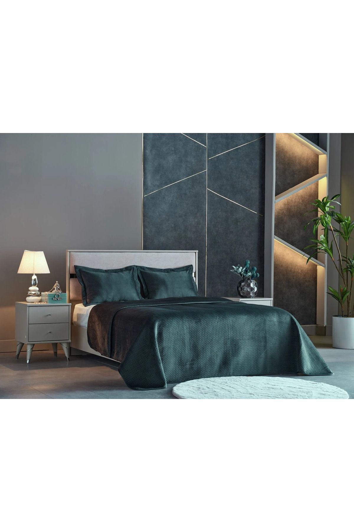 Doqu Home Napoli Yatak Örtüsü Tek Kişilik - Yeşil