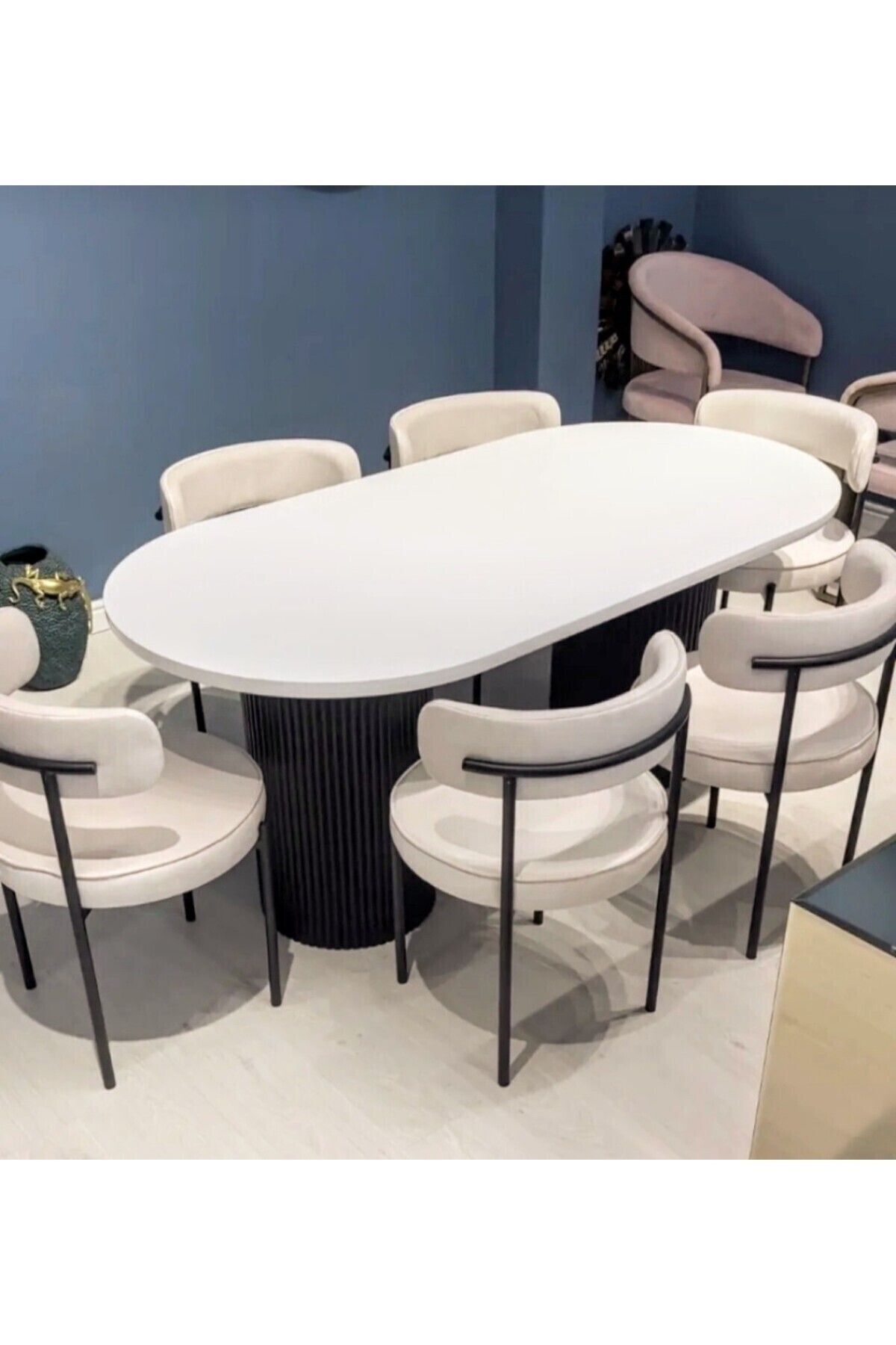 Massa 90x160 Cm Loft Mutfak Masası Takımları Yemek Masası Masa Takımı Yuvarlak Masa