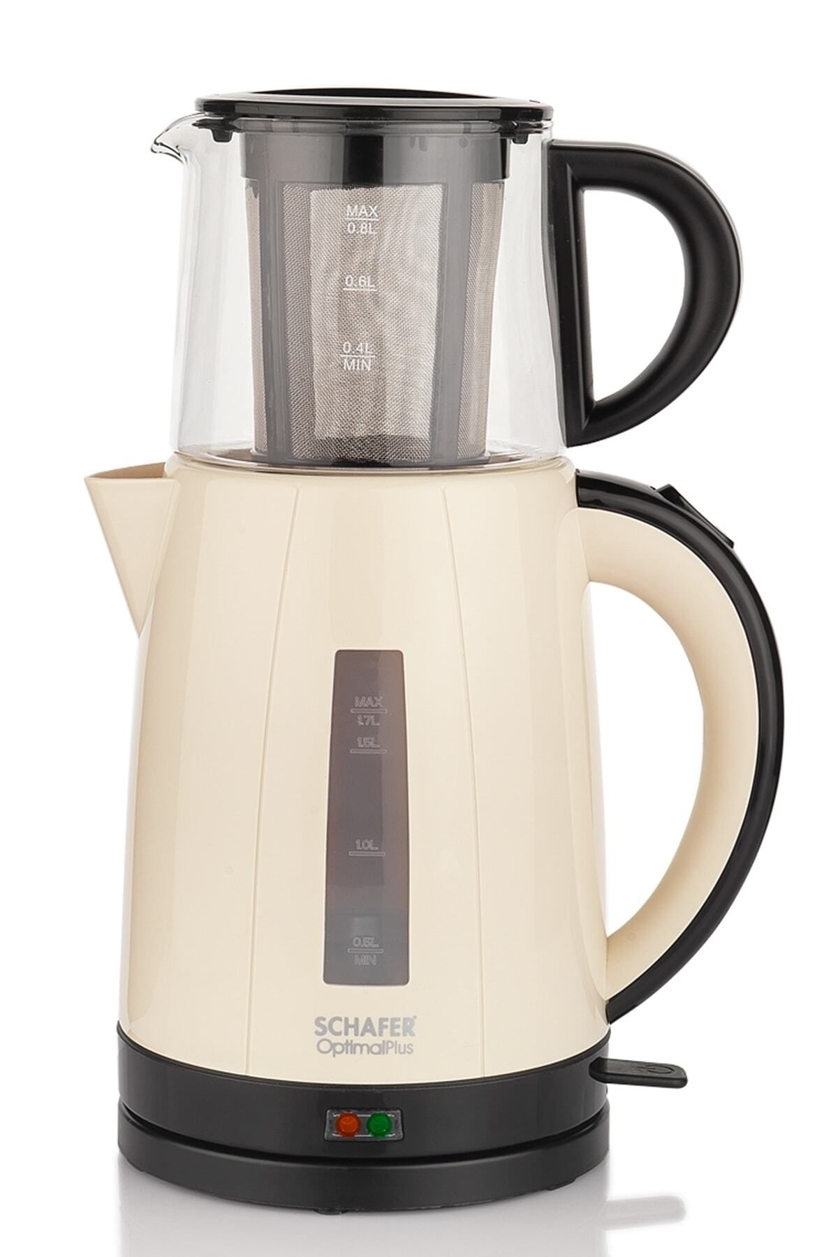 Schafer Optimal Plus Çay Makinesi Çaycı Krem - Cam Demlik Çaycım