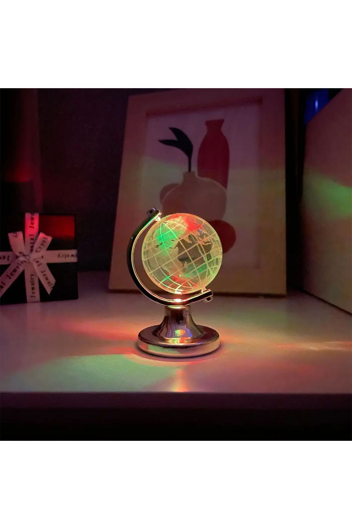 nilss 2021 Led Işıklı RGB Standlı Küçük Boy Cam Dünya Küresi